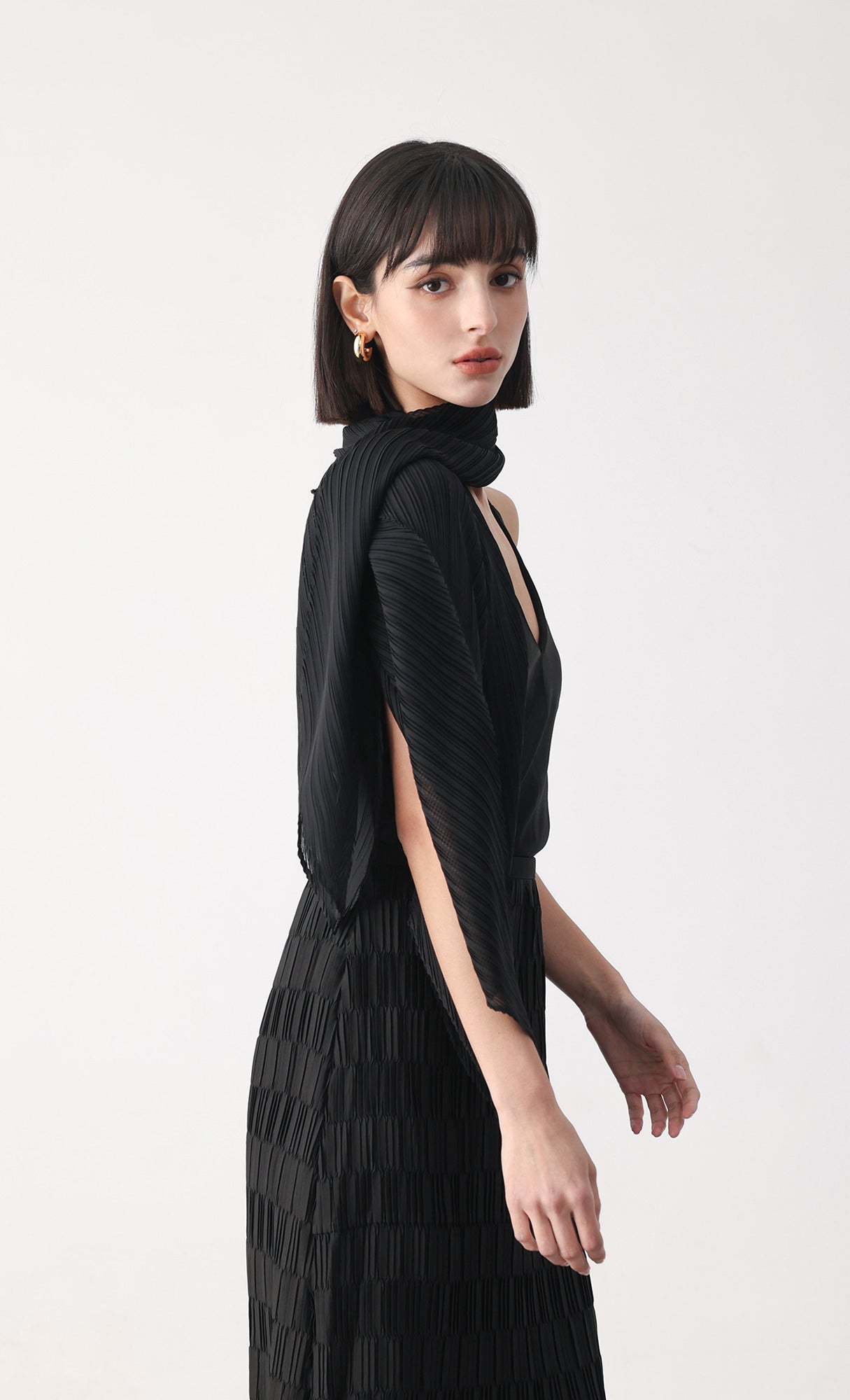 Essential pleated scarf_black