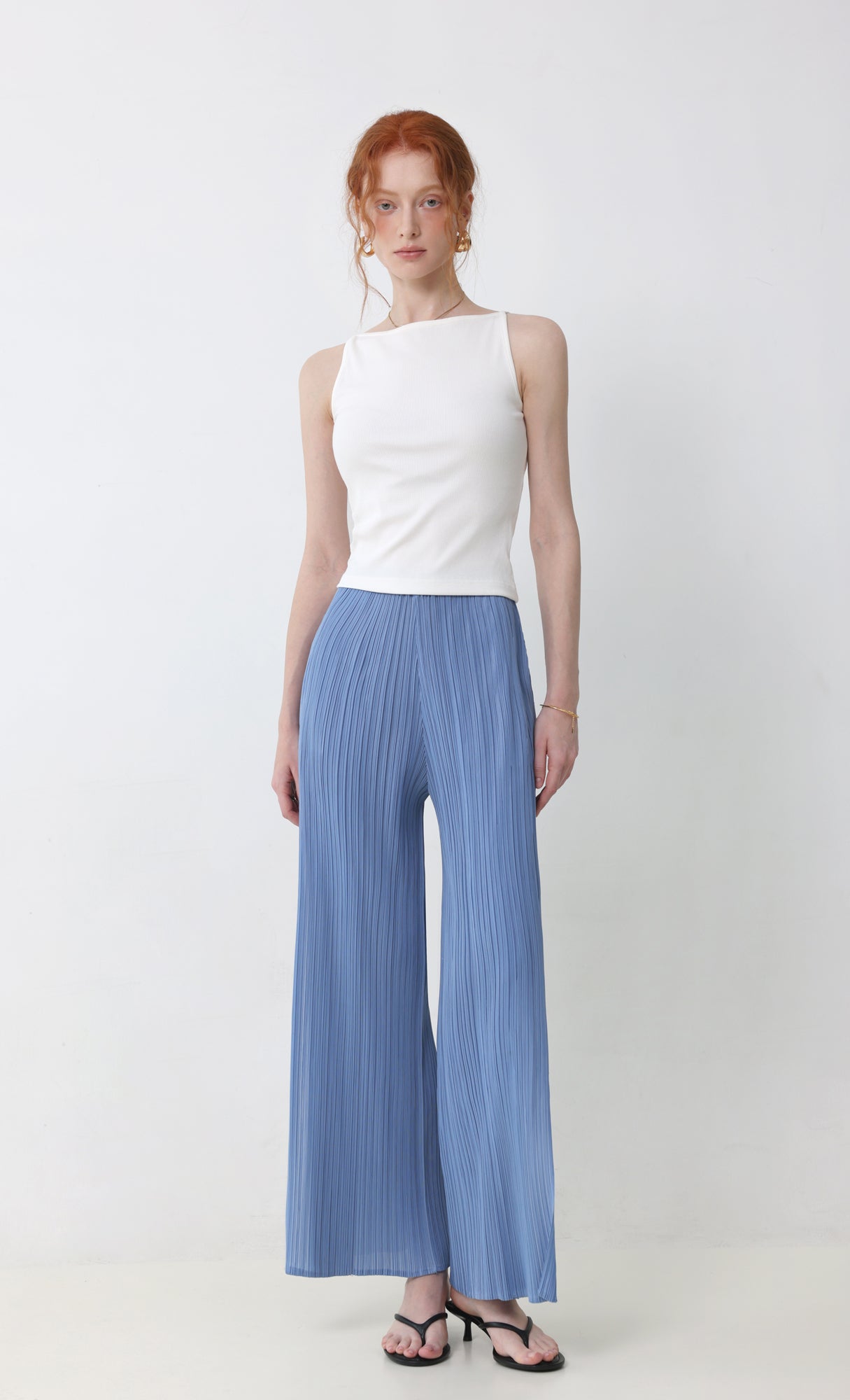 Limit pleated pants_blue