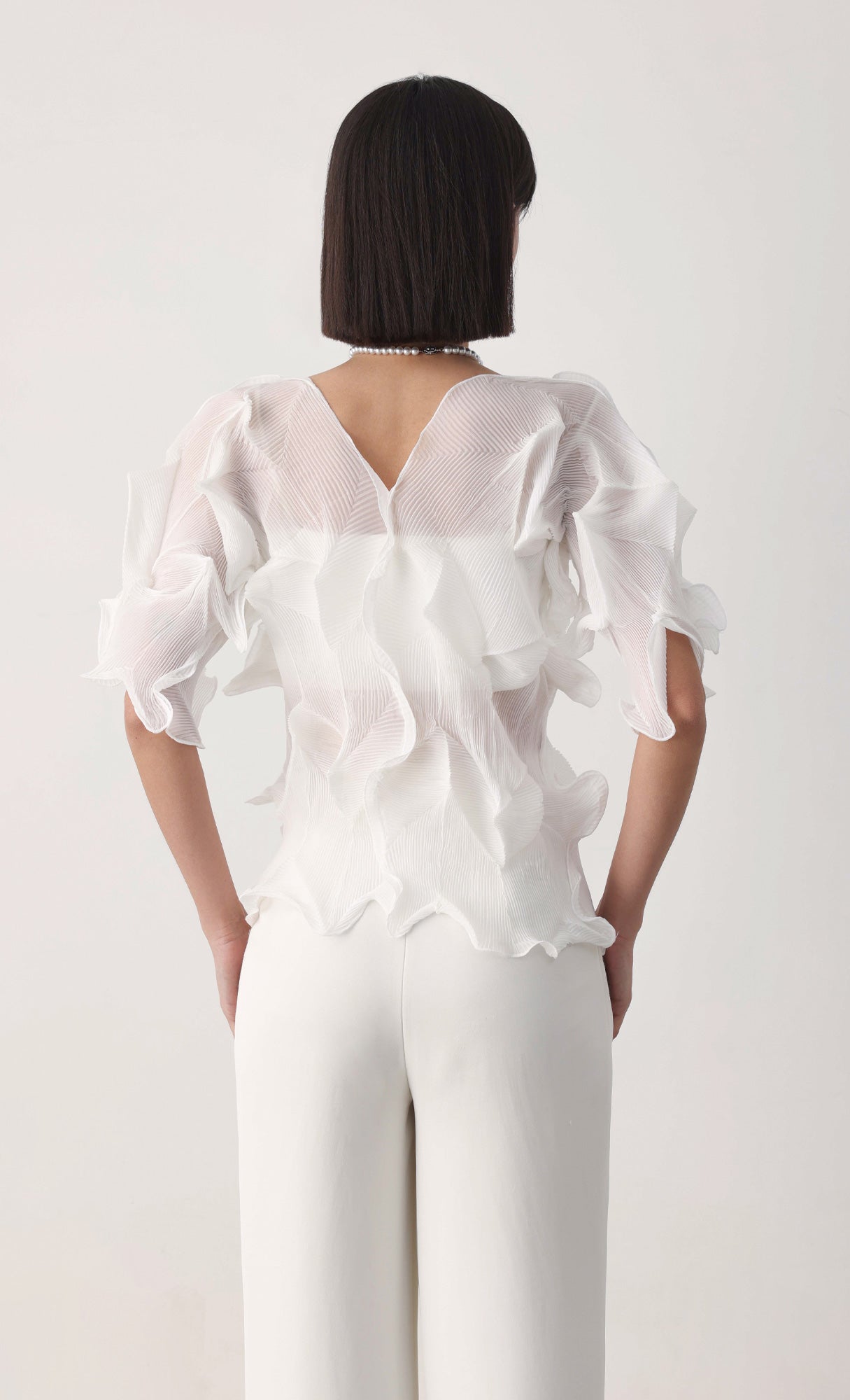 Curves pleated blouse_ivory