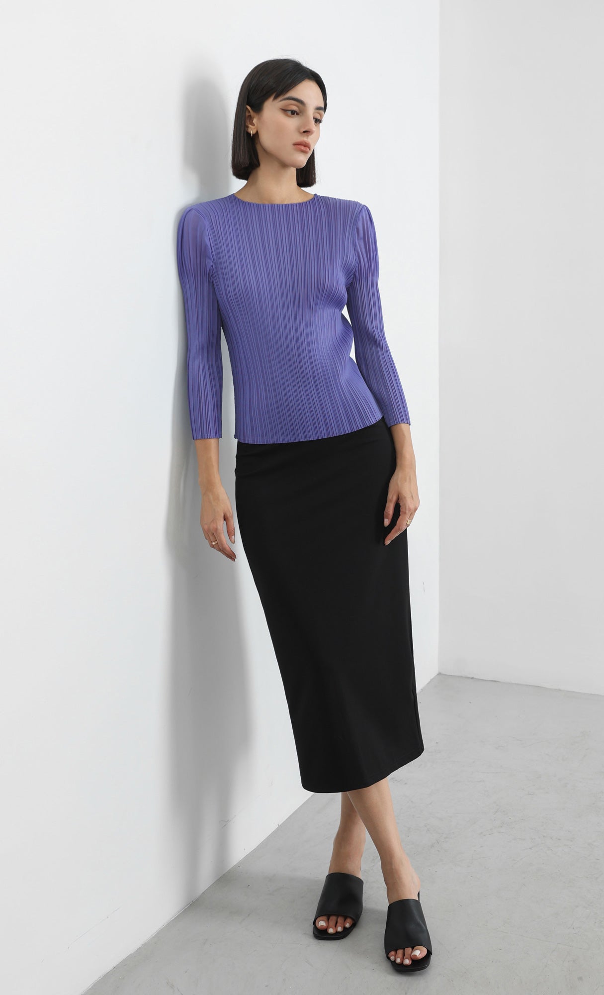 jas puff pleated top_2colors