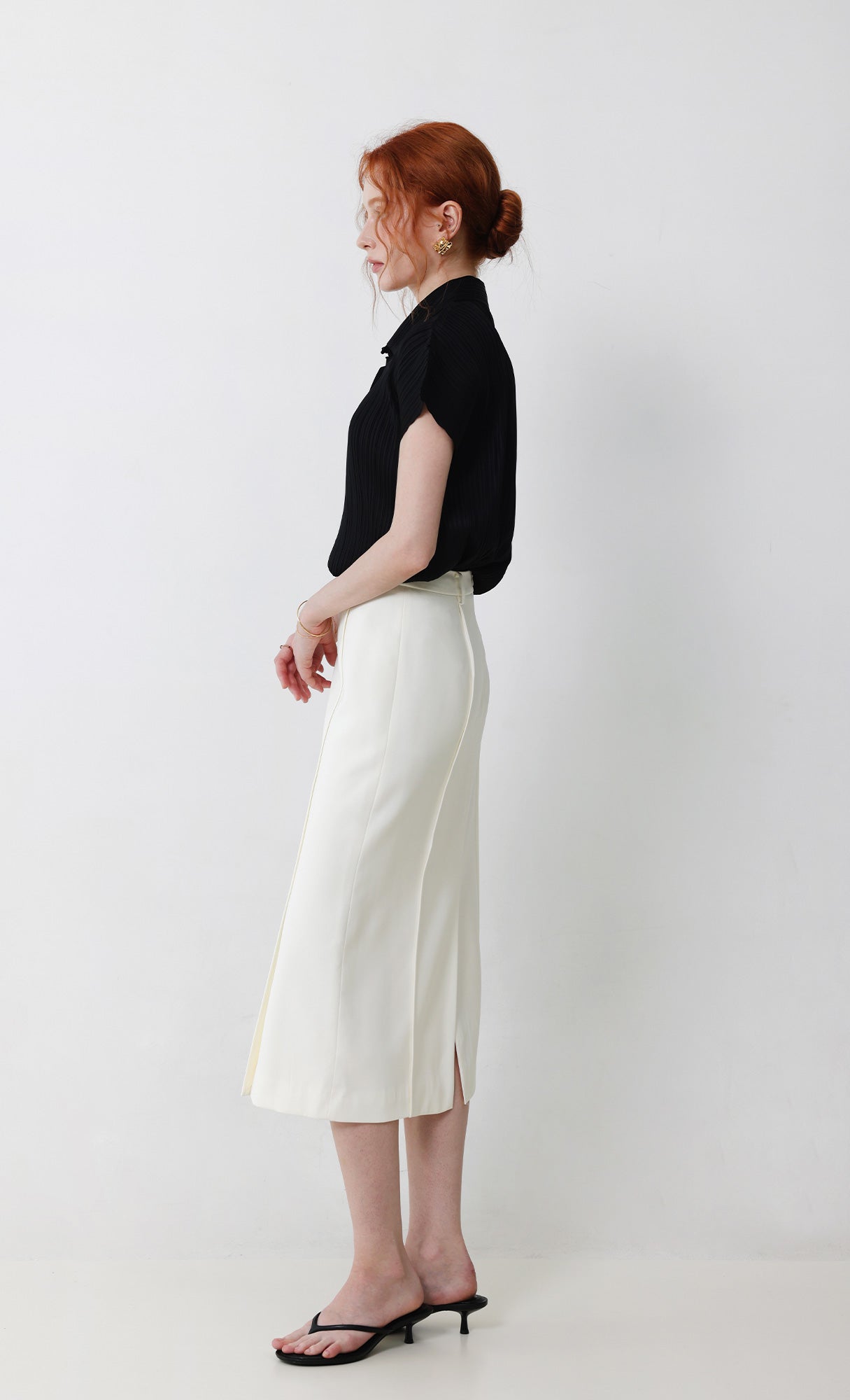 tinted collard pleated shirts_black