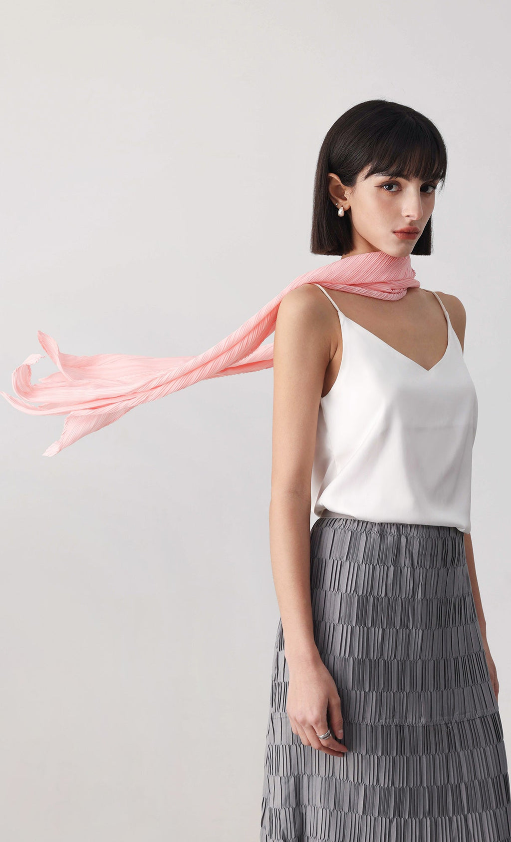 Essential pleated scarf_pink