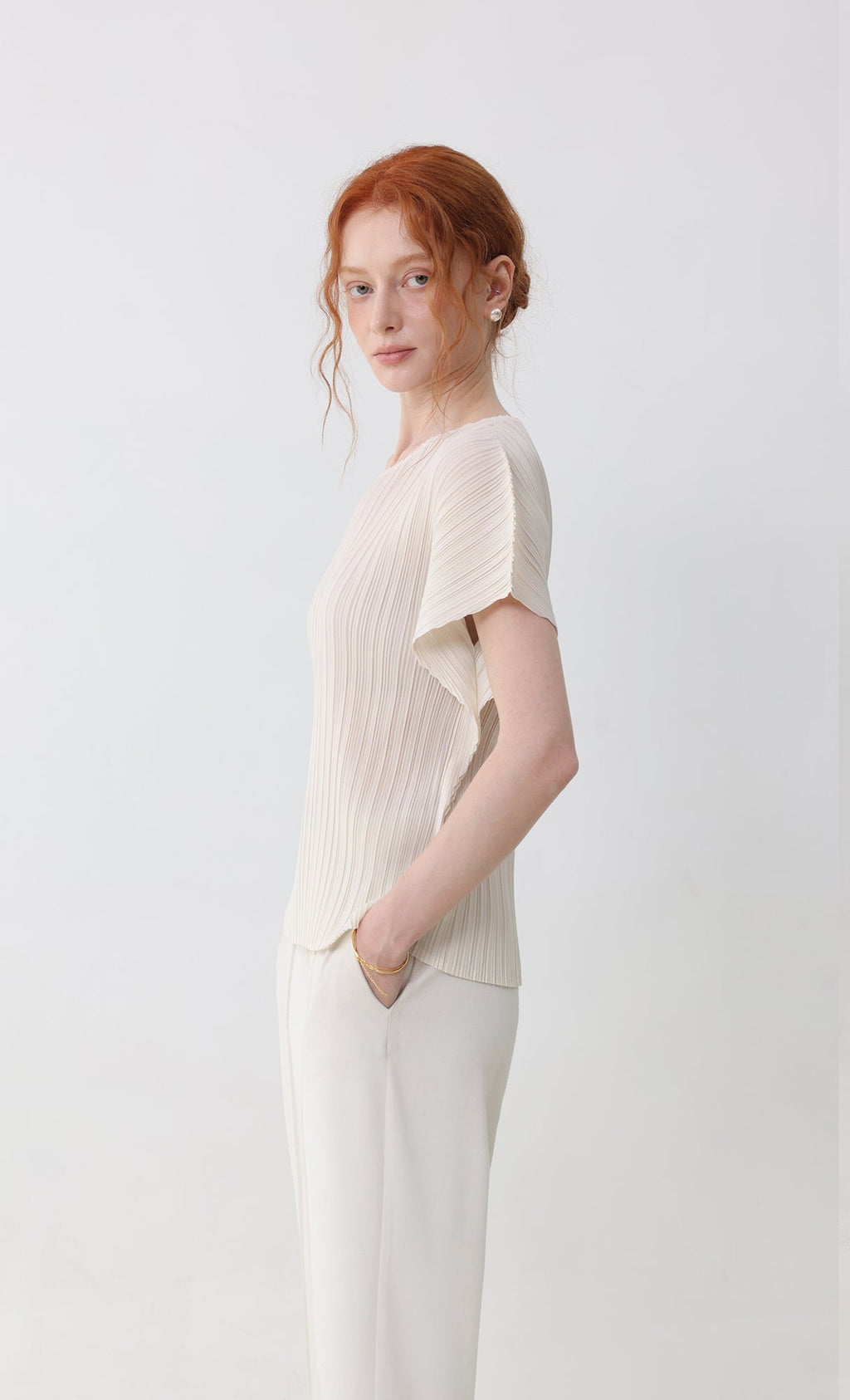 Fresh pleated top_ivory