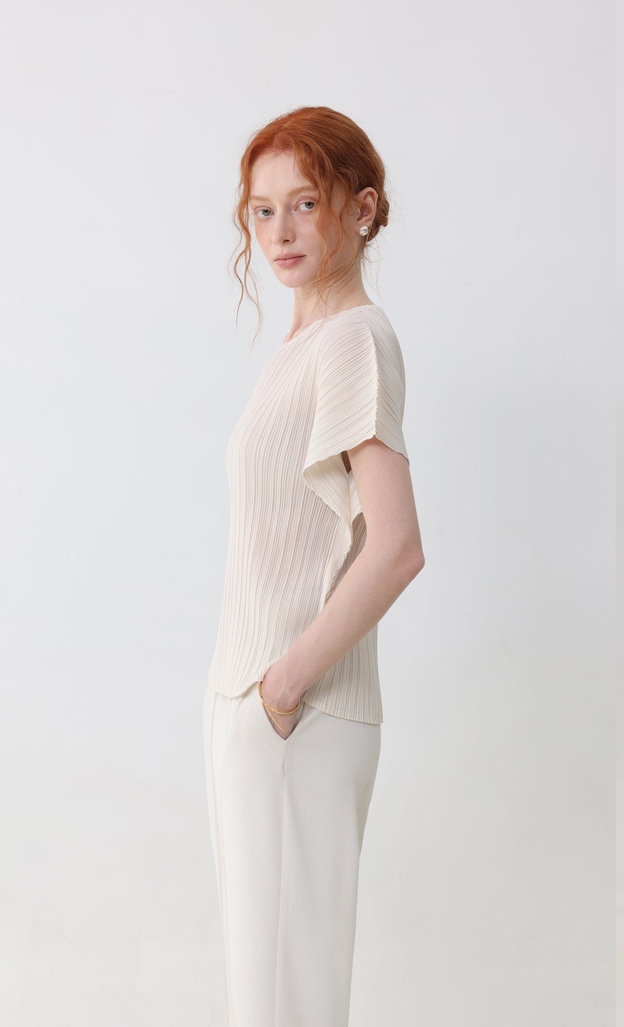Fresh pleated top_ivory