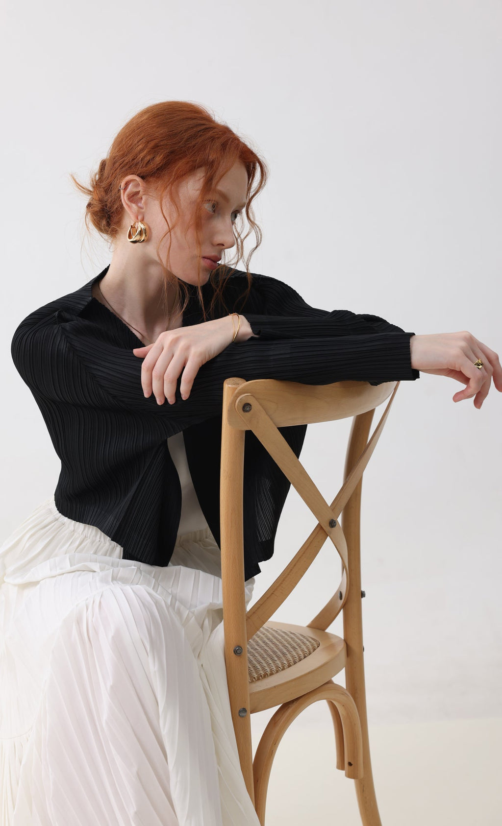 Cod pleated cardigan_black