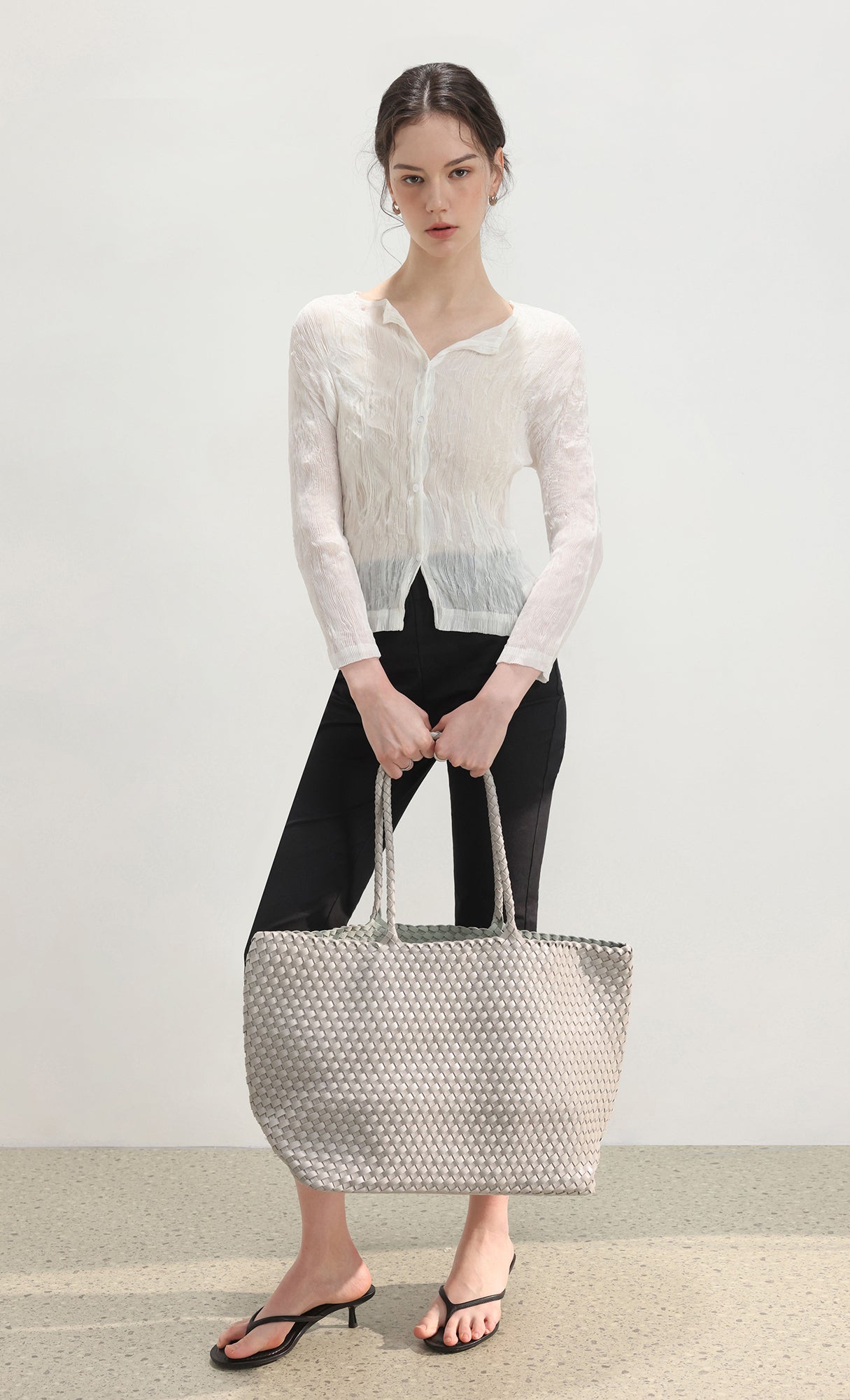 Wane crinkle pleated shirt_ivory