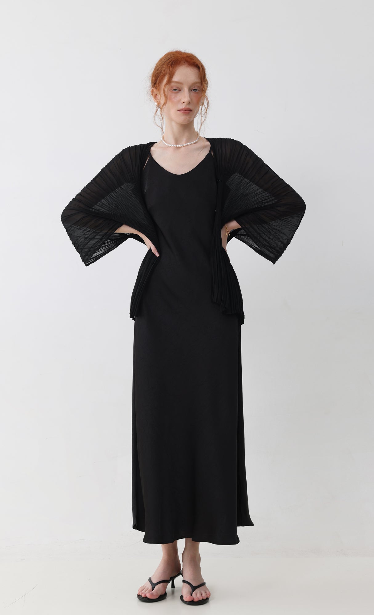 Aban pleated puff cardigan_black