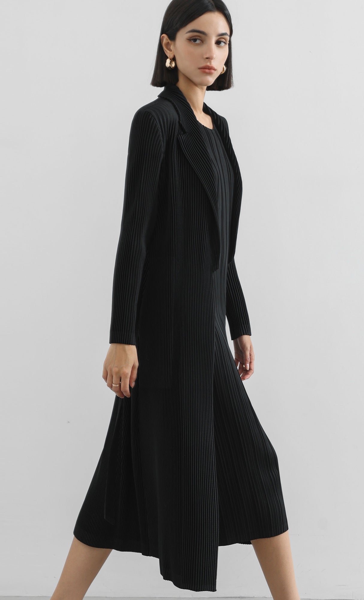 haze pleated belted trench_black
