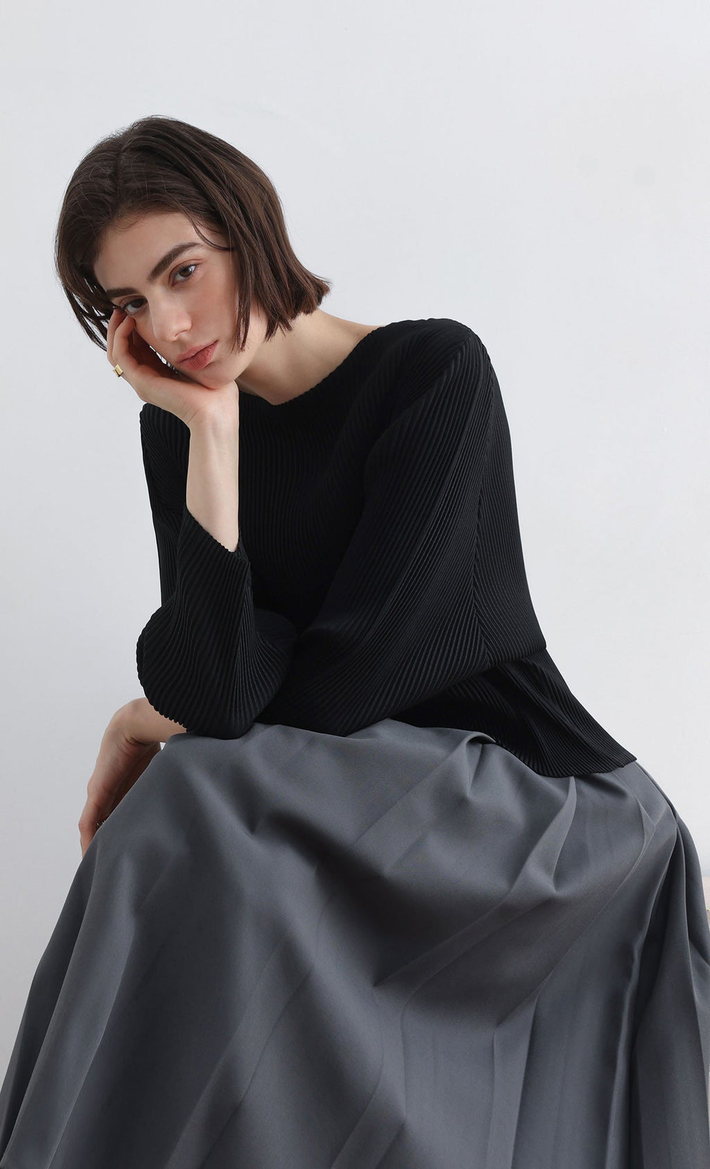 Rindy ray pleated Top_Black
