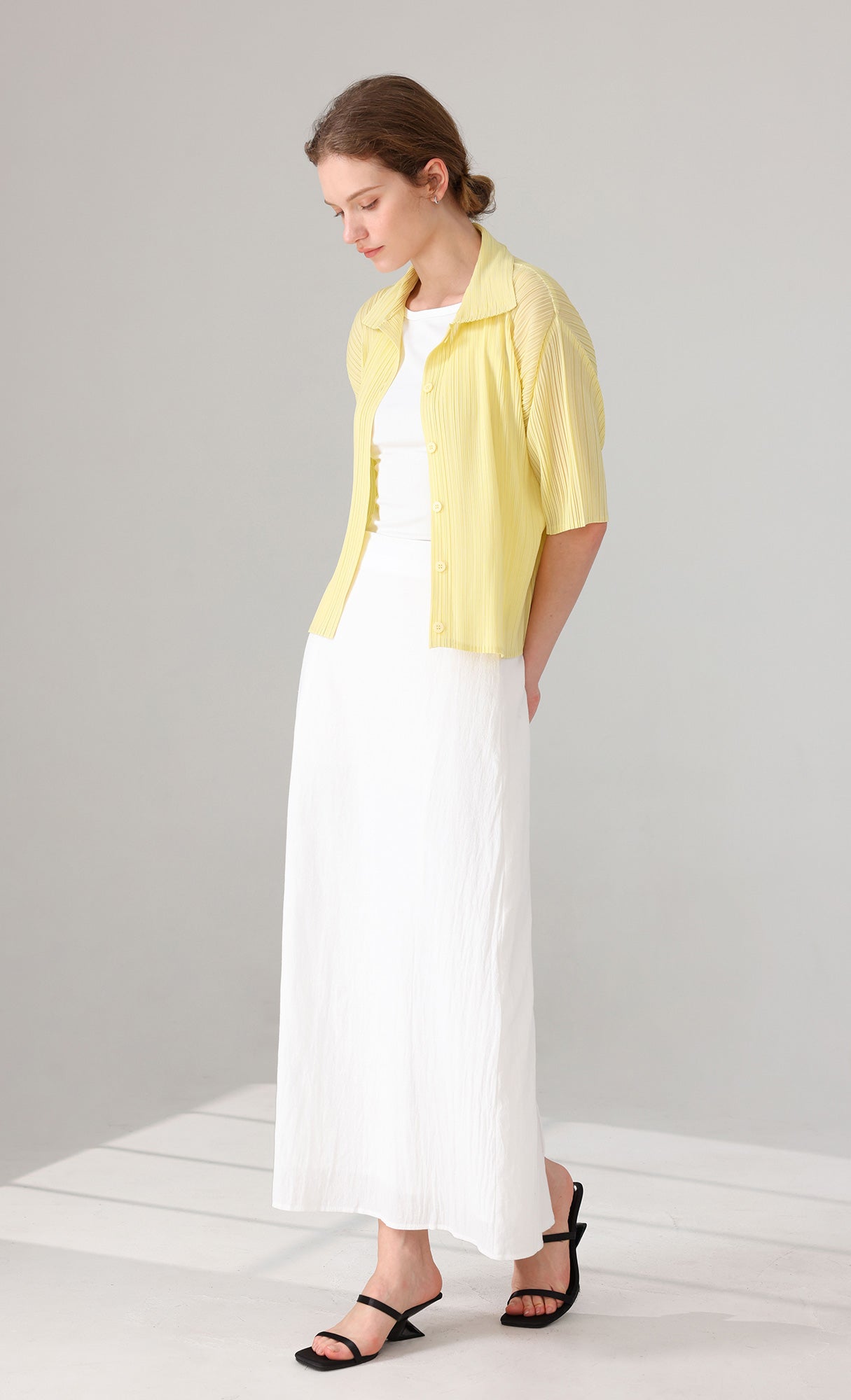 Palette collard pleated shirts_yellow