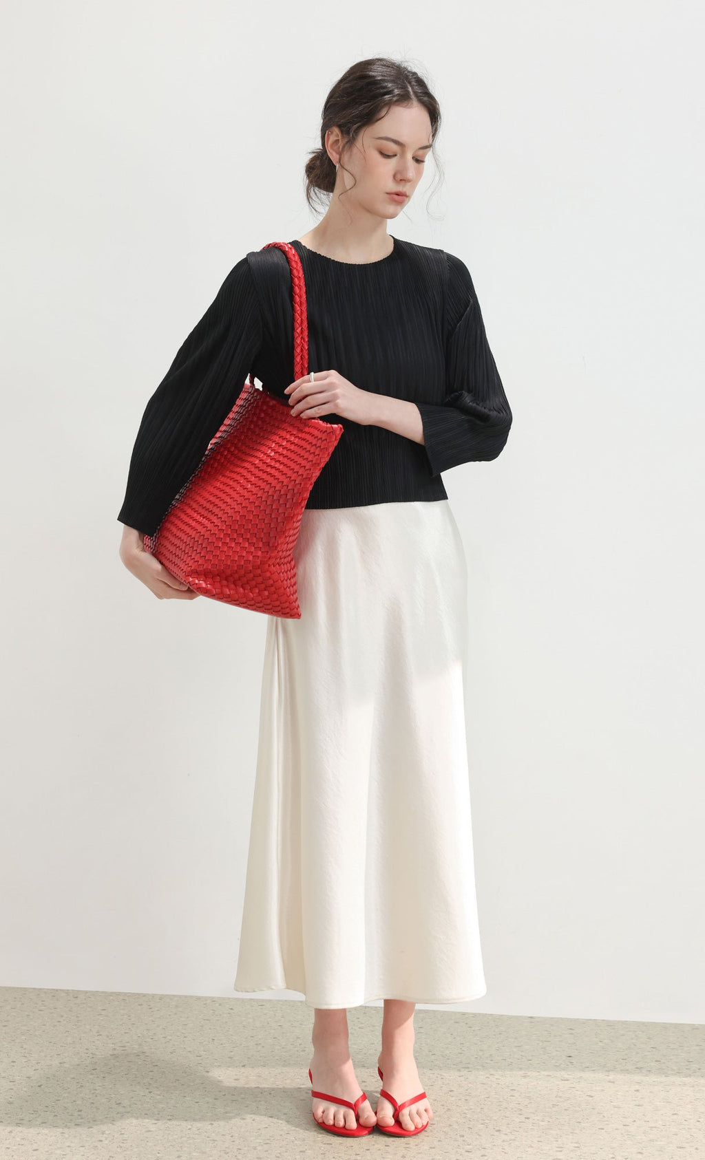 Ena weaving shopper bag_red