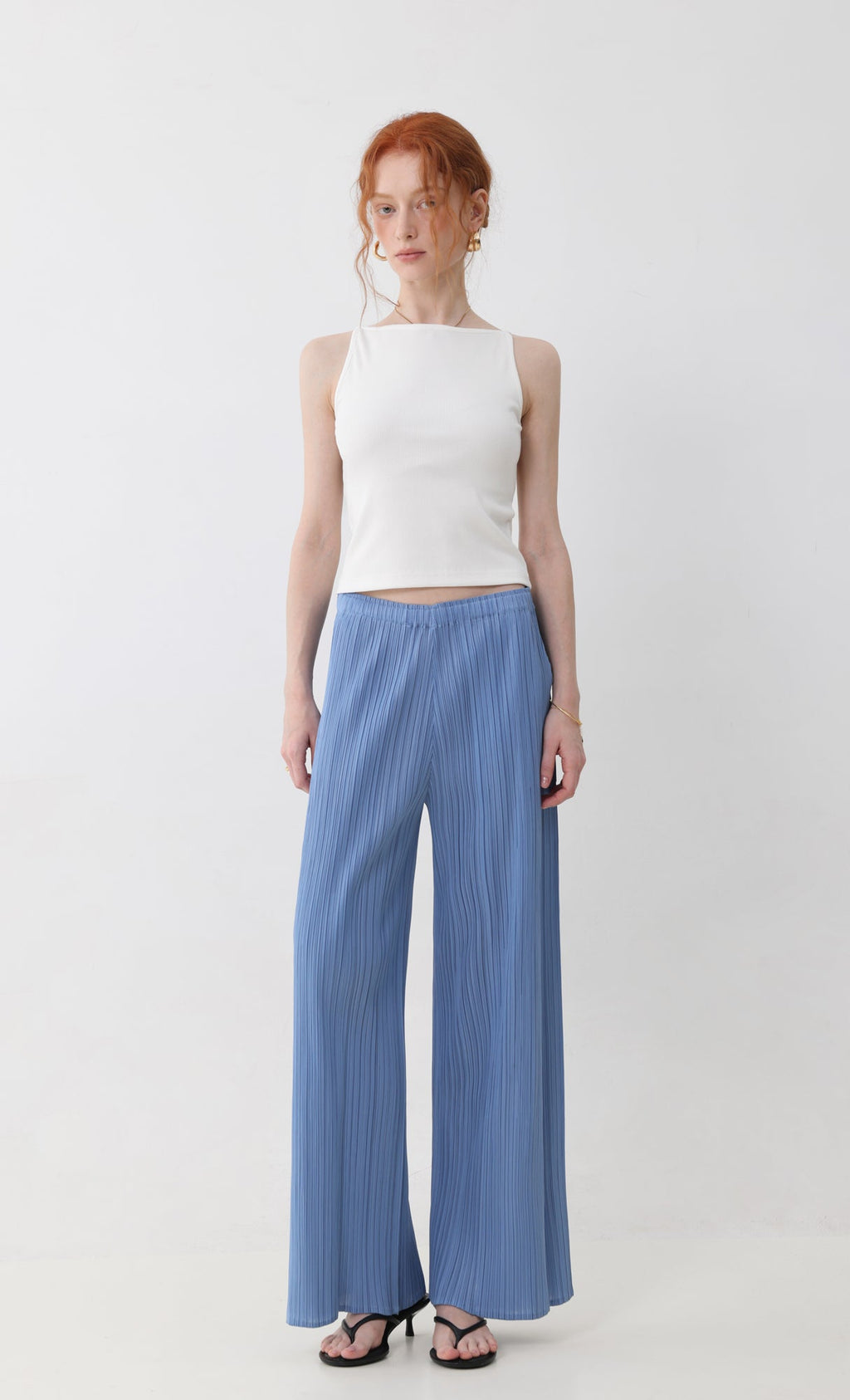 Limit pleated pants_blue