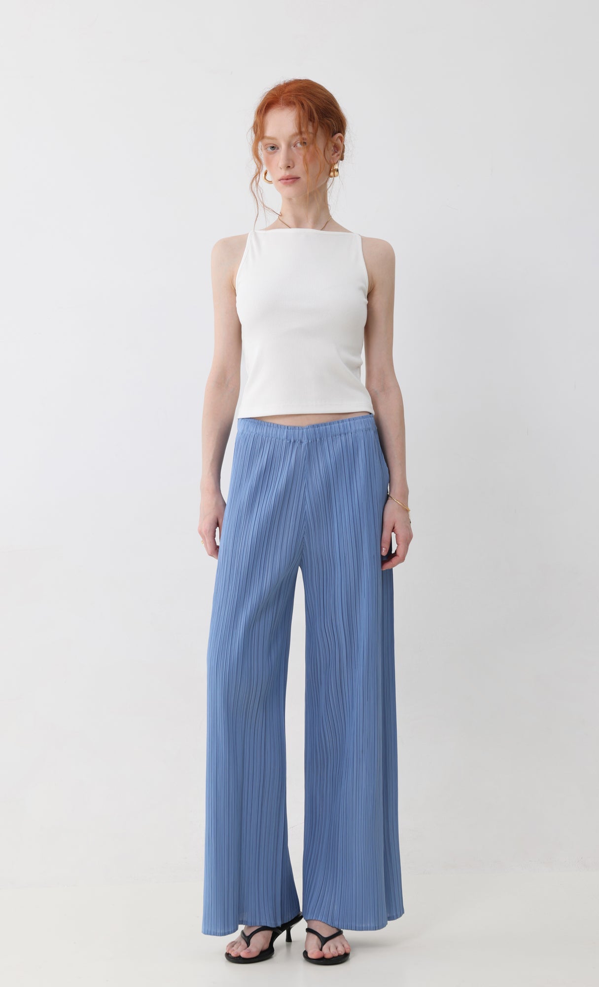 Limit pleated pants_blue
