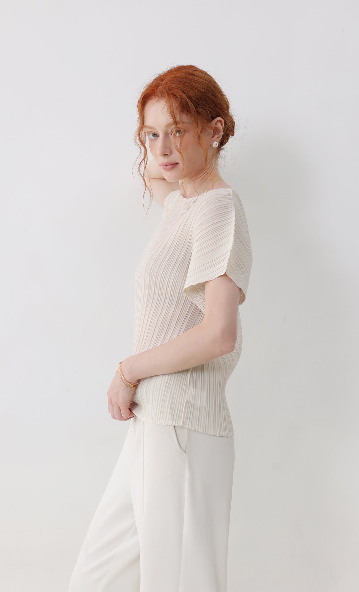 Fresh pleated top_ivory