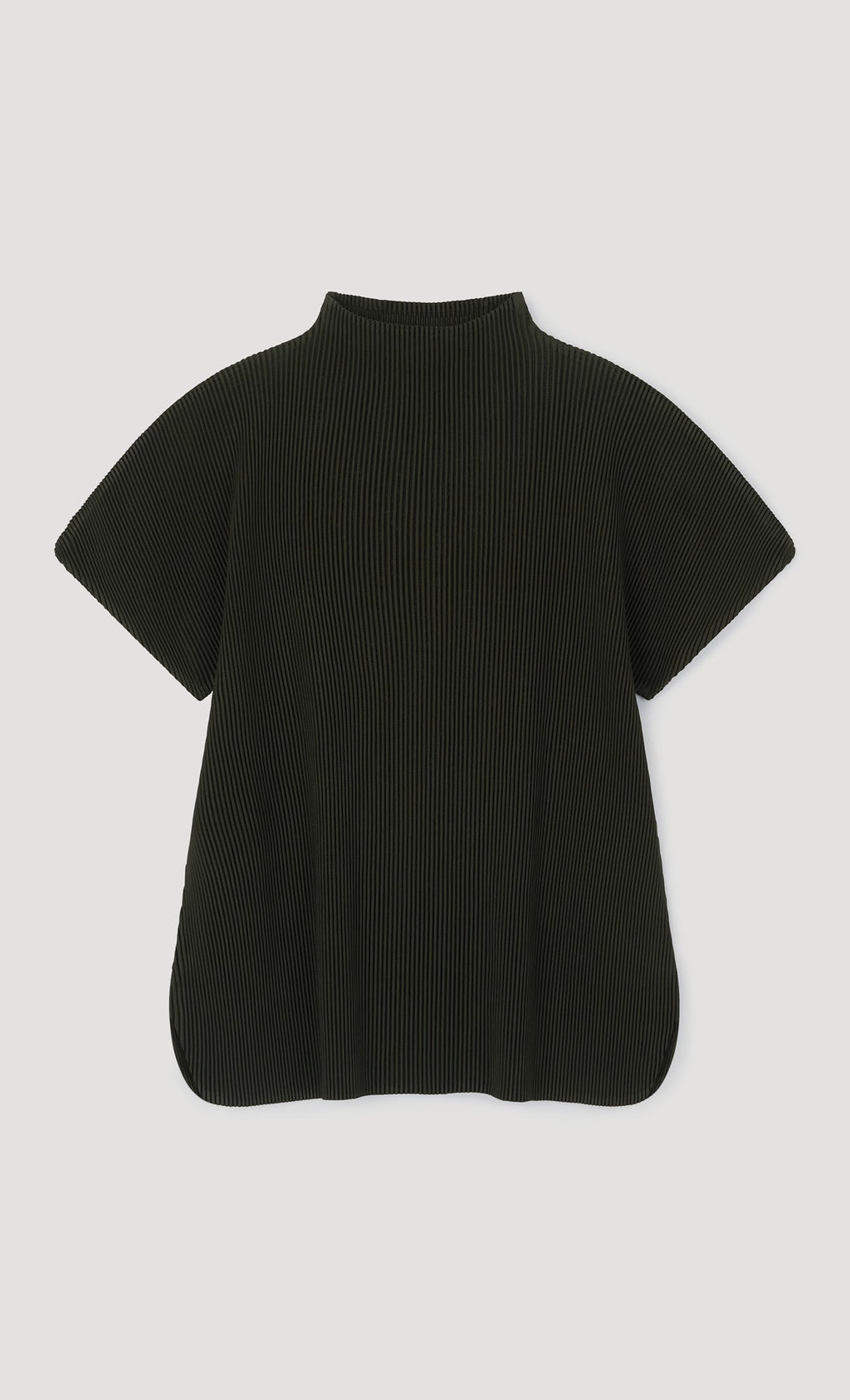 Essential Pleated Half-Neck Top_Khaki