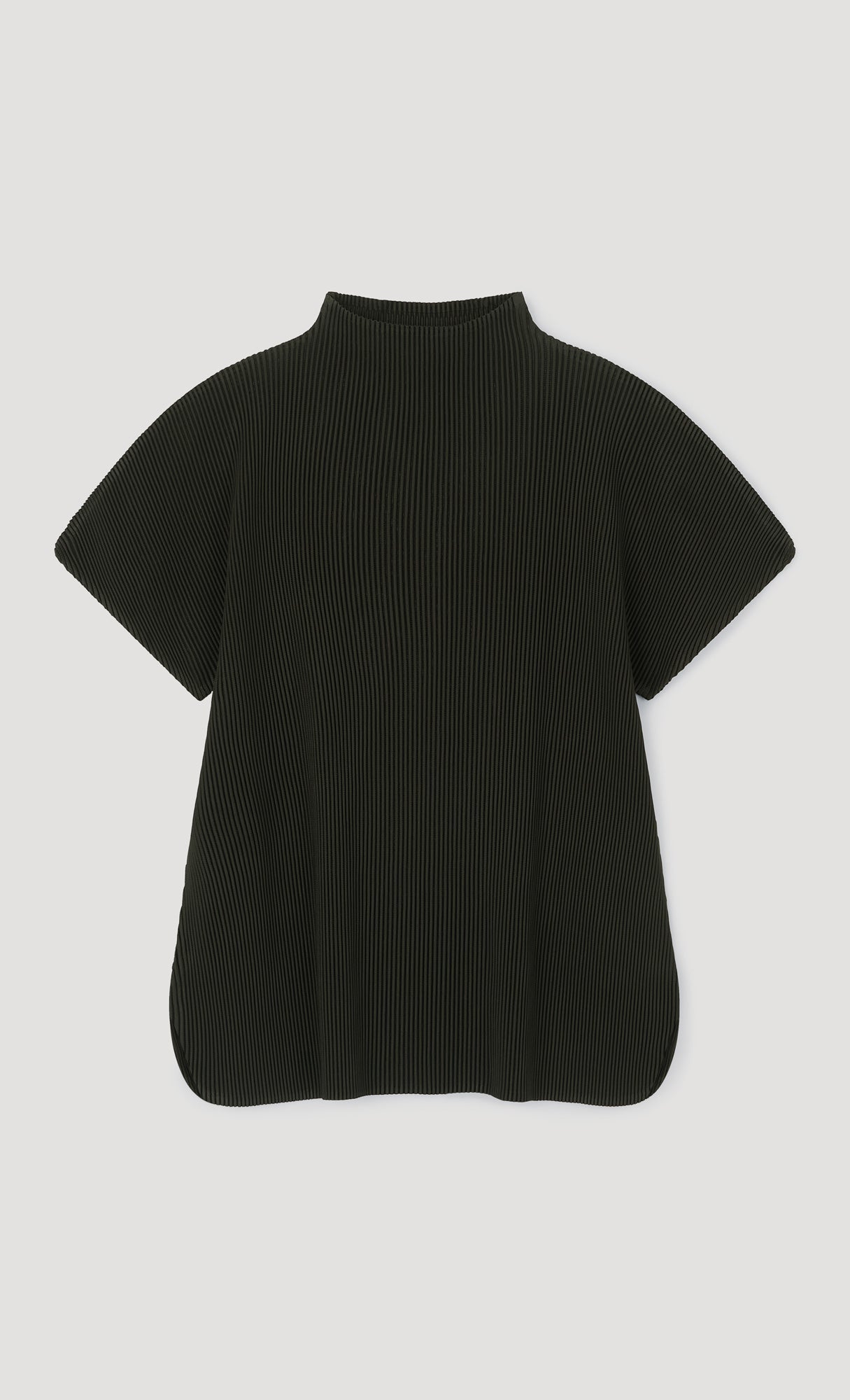 Essential Pleated Half-Neck Top_Khaki