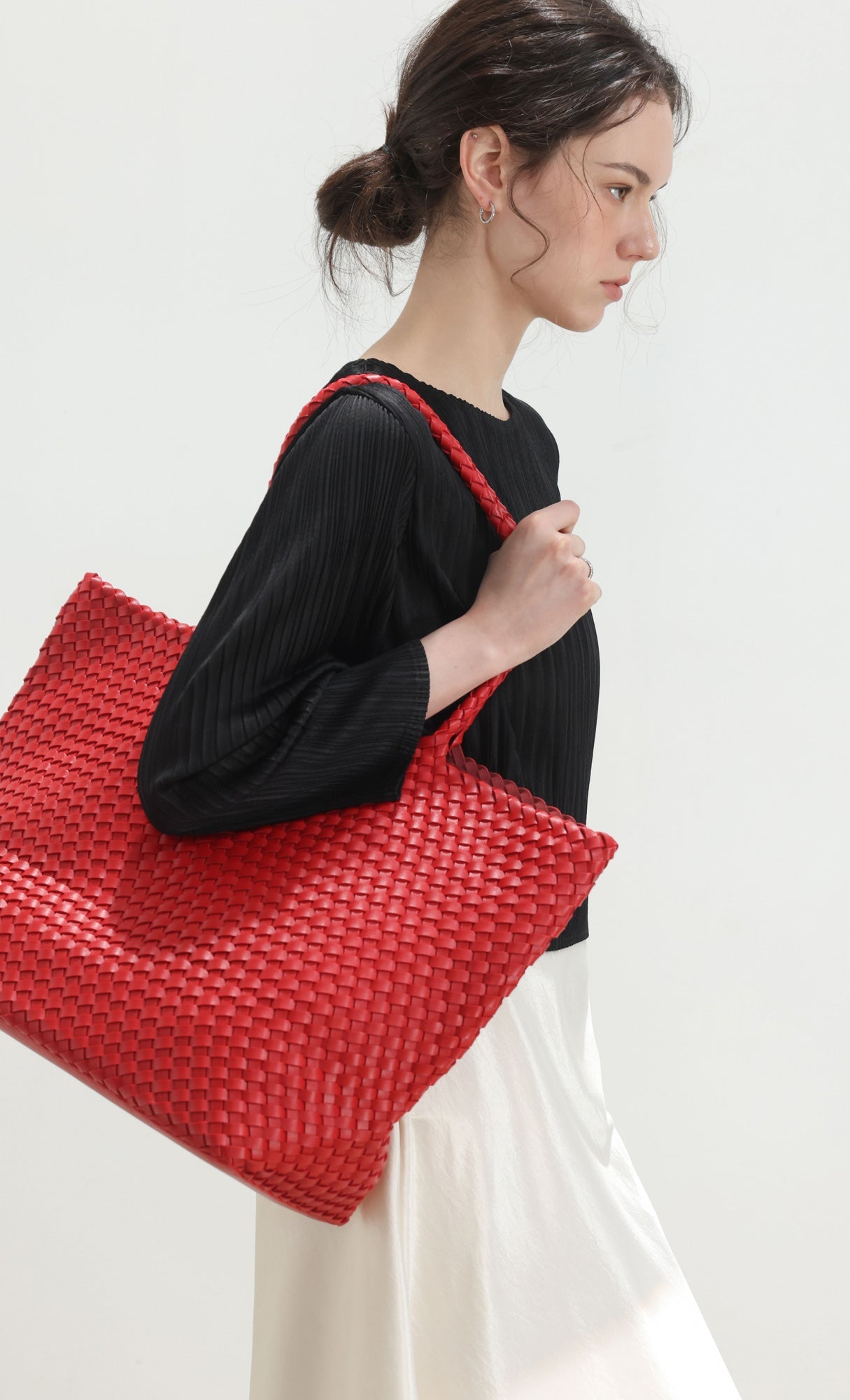 Ena weaving shopper bag_red