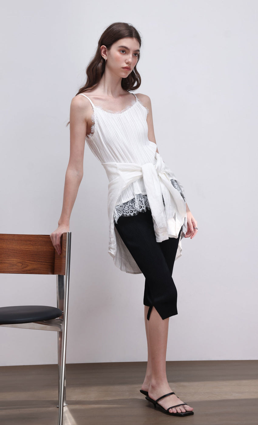 Pleated capri pants (black)