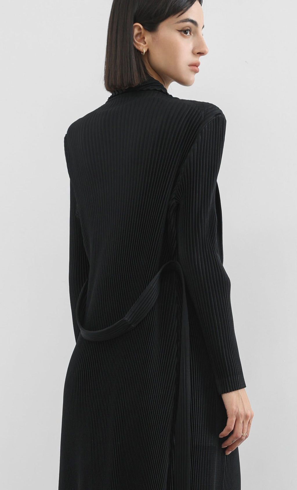 haze pleated belted trench_black