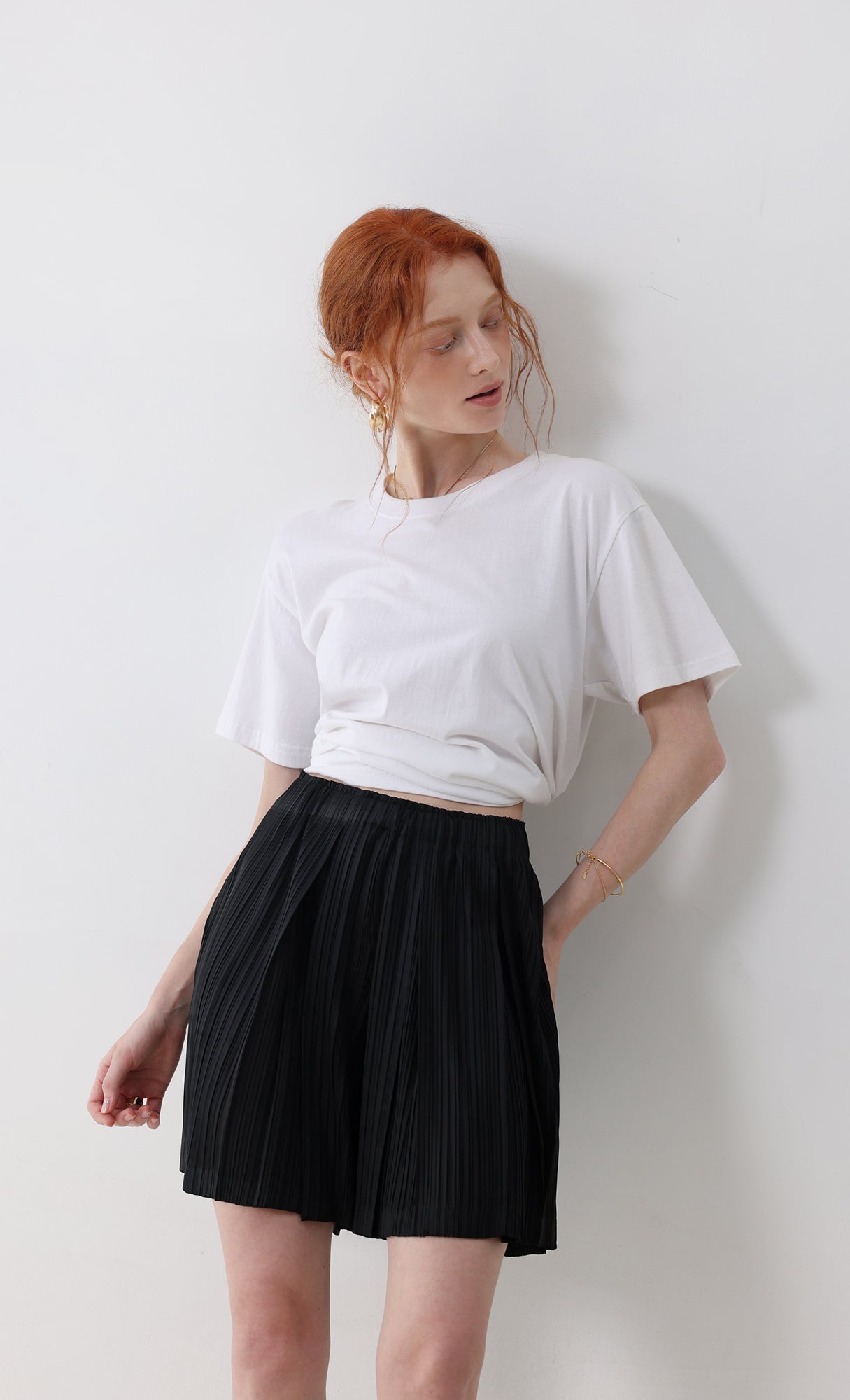 Dain pleated half pants_black