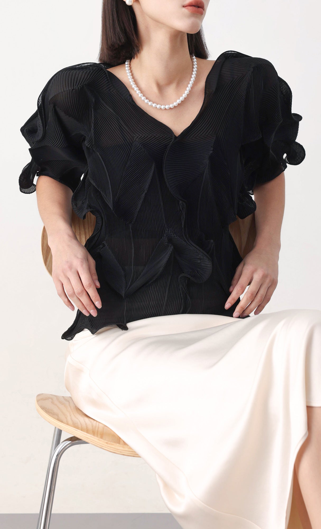 Curves pleated blouse_black
