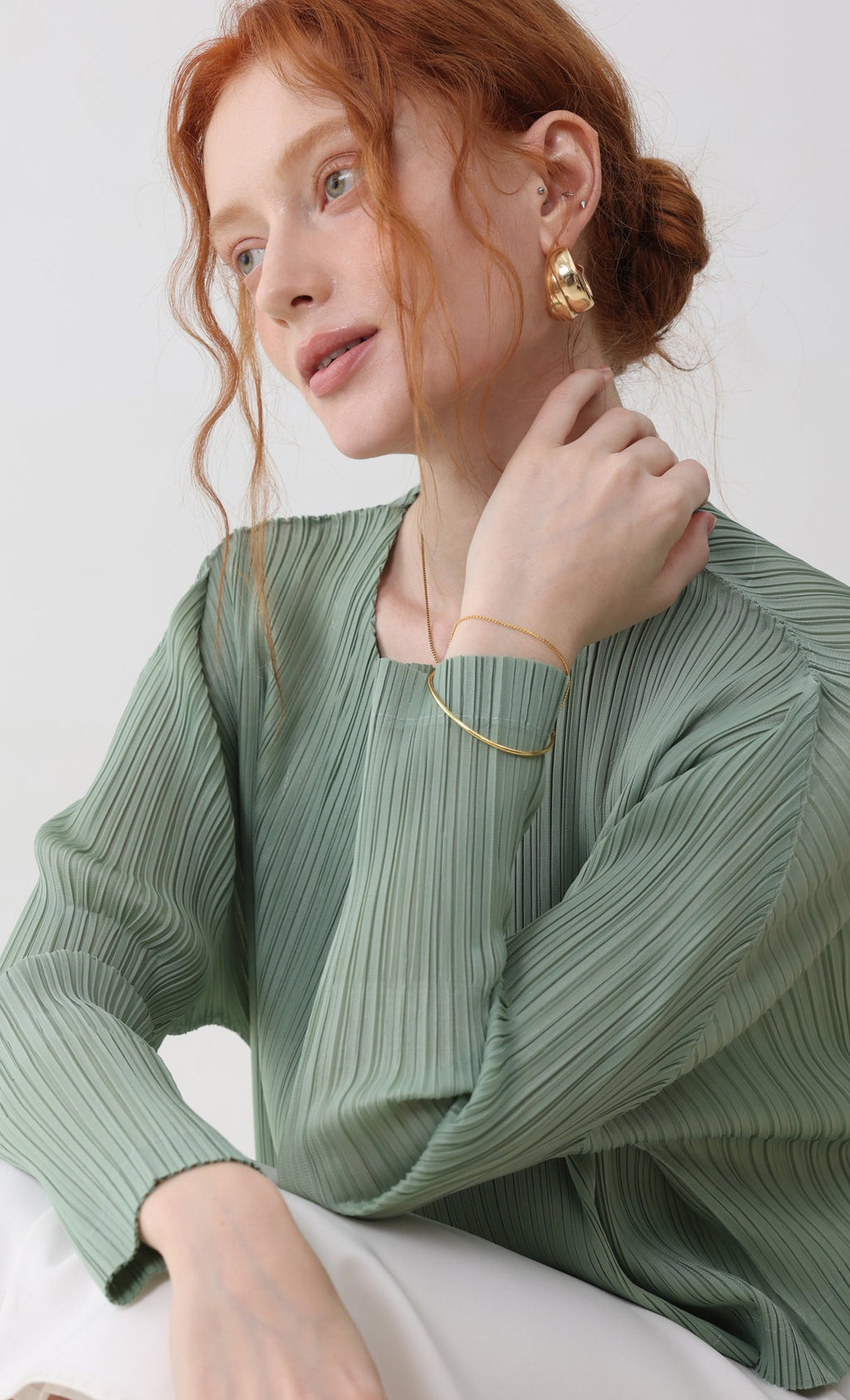 Cod pleated cardigan_mint