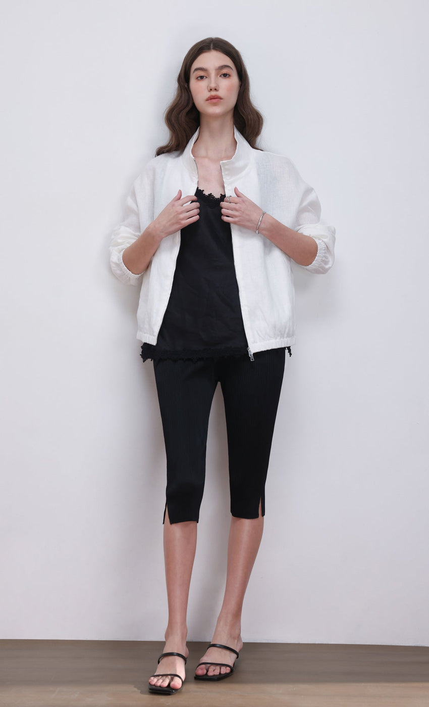 Pleated capri pants (black)