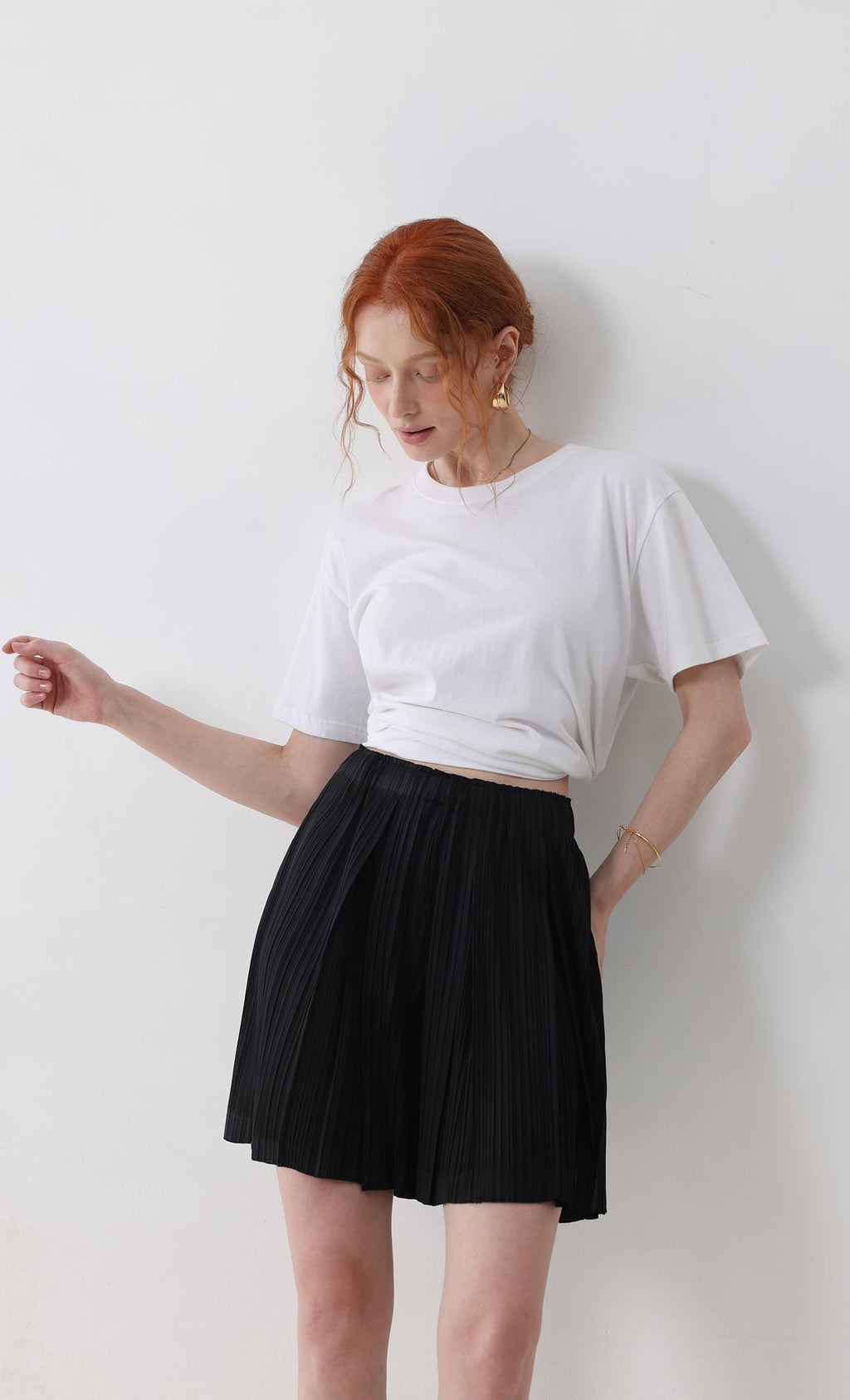 Dain pleated half pants_black