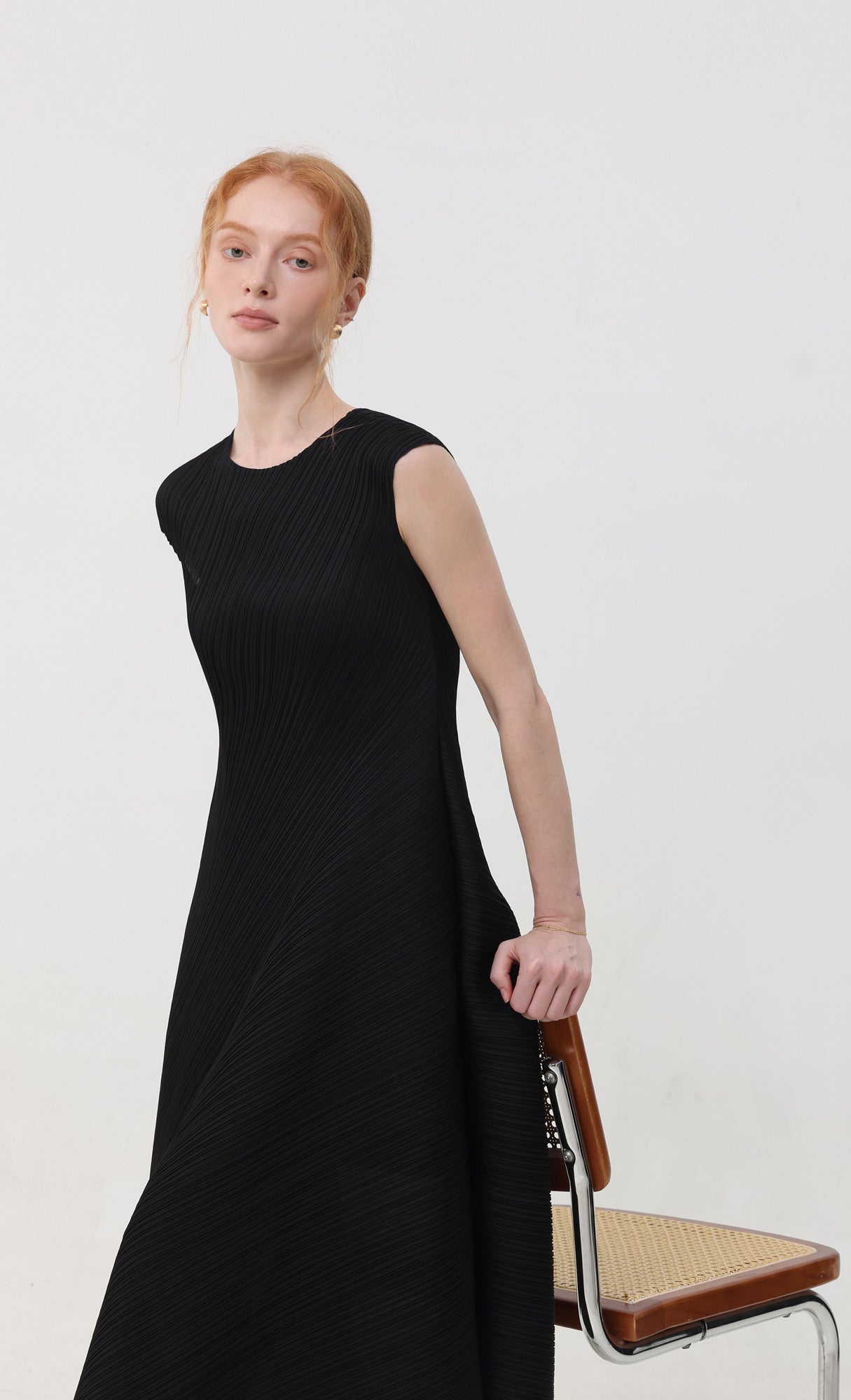 Rosy flare pleated dress_black
