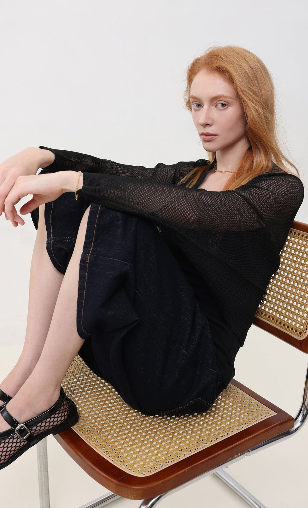 Lucid pleated mesh cardigan_black