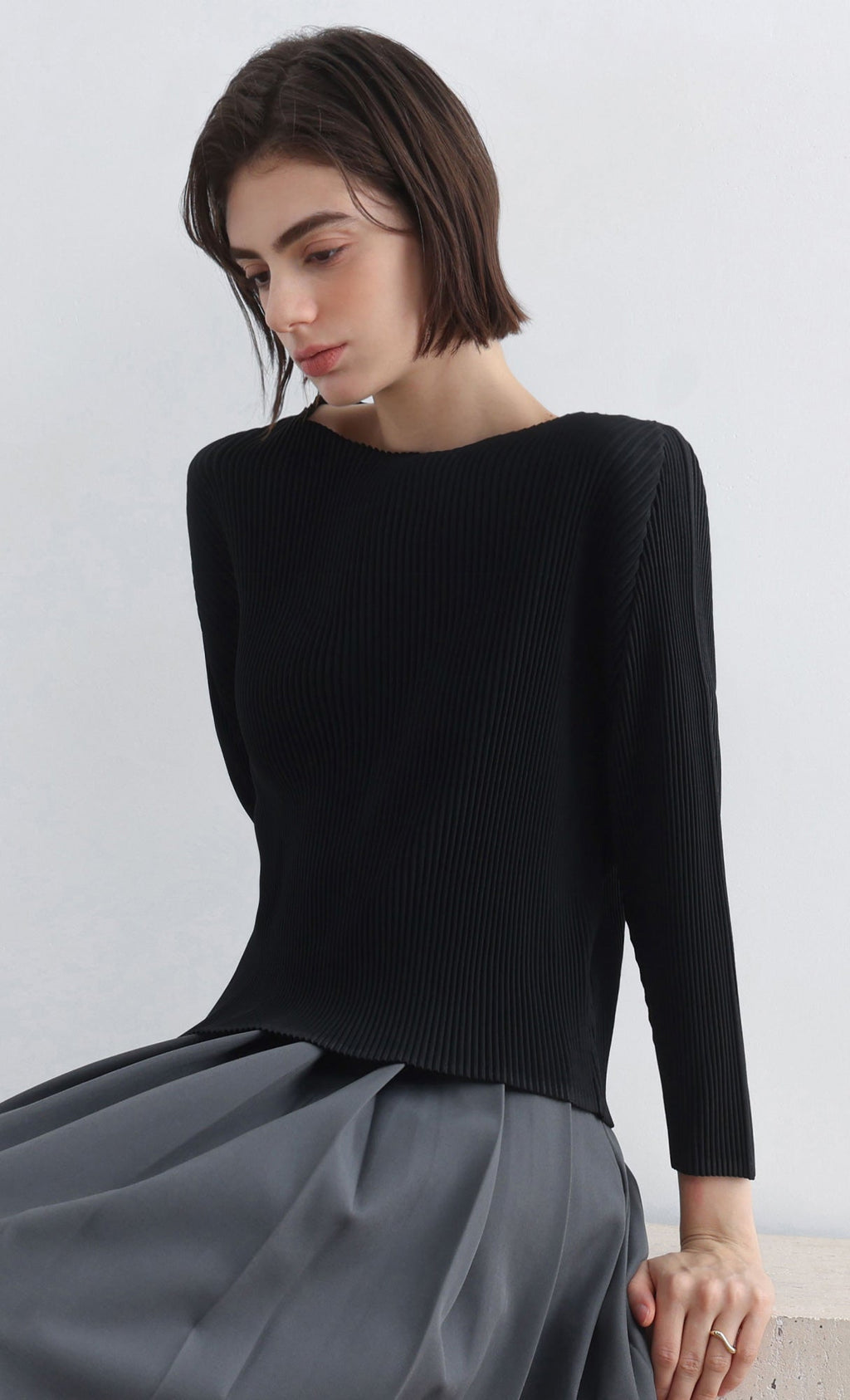 Rindy ray pleated Top_Black