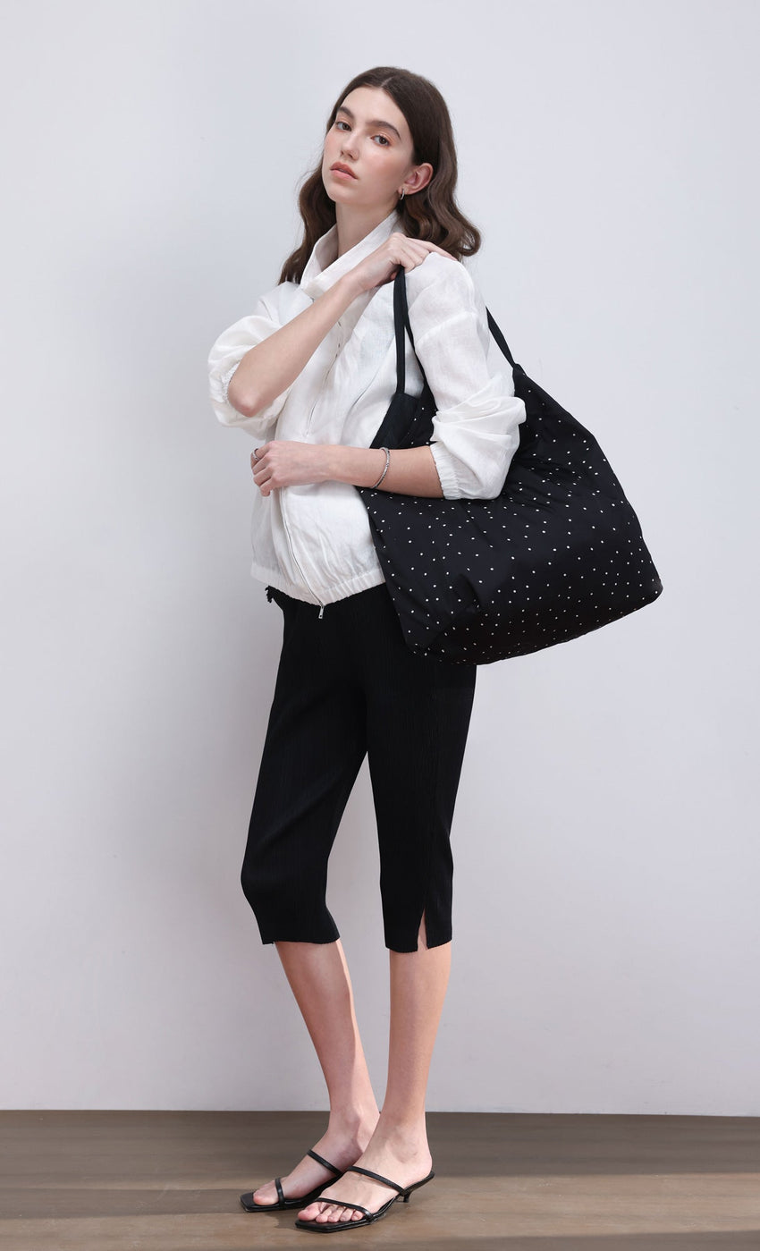 Pleated capri pants (black)