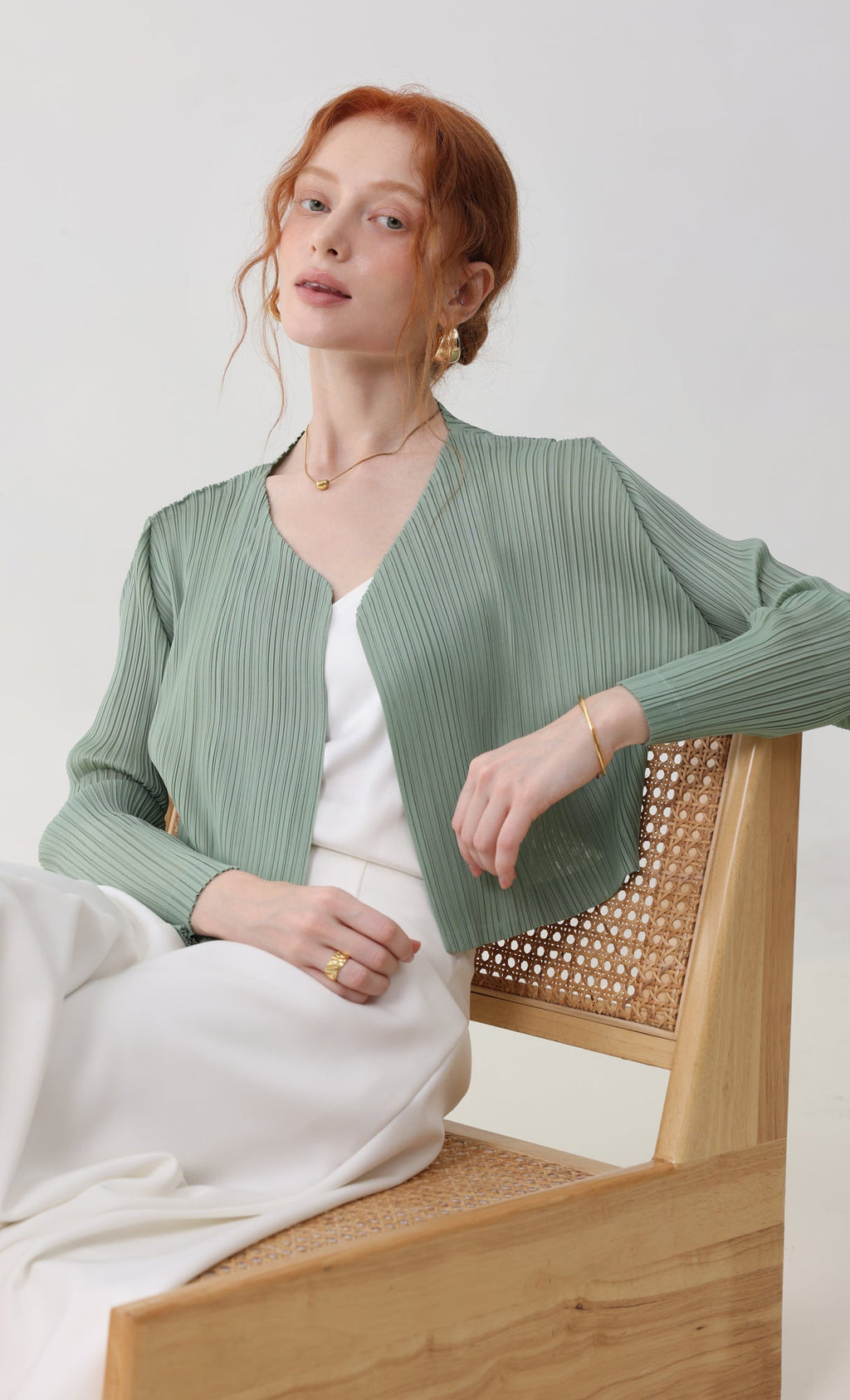 Cod pleated cardigan_mint