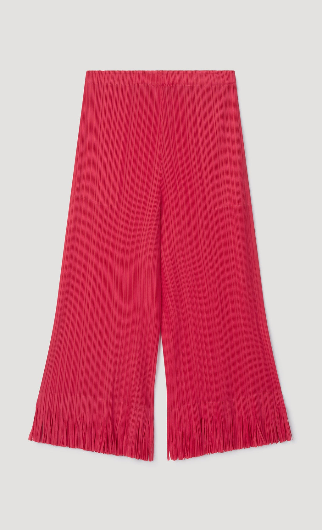 frill hem pleated pants_red