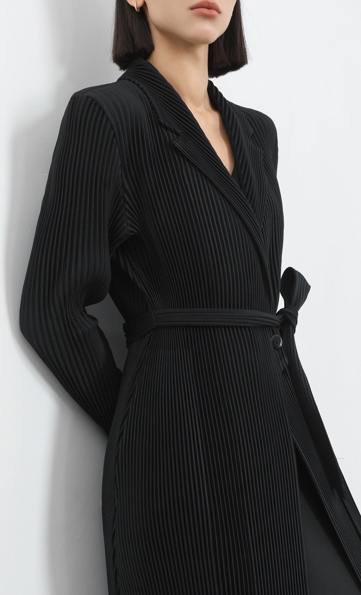 haze pleated belted trench_black
