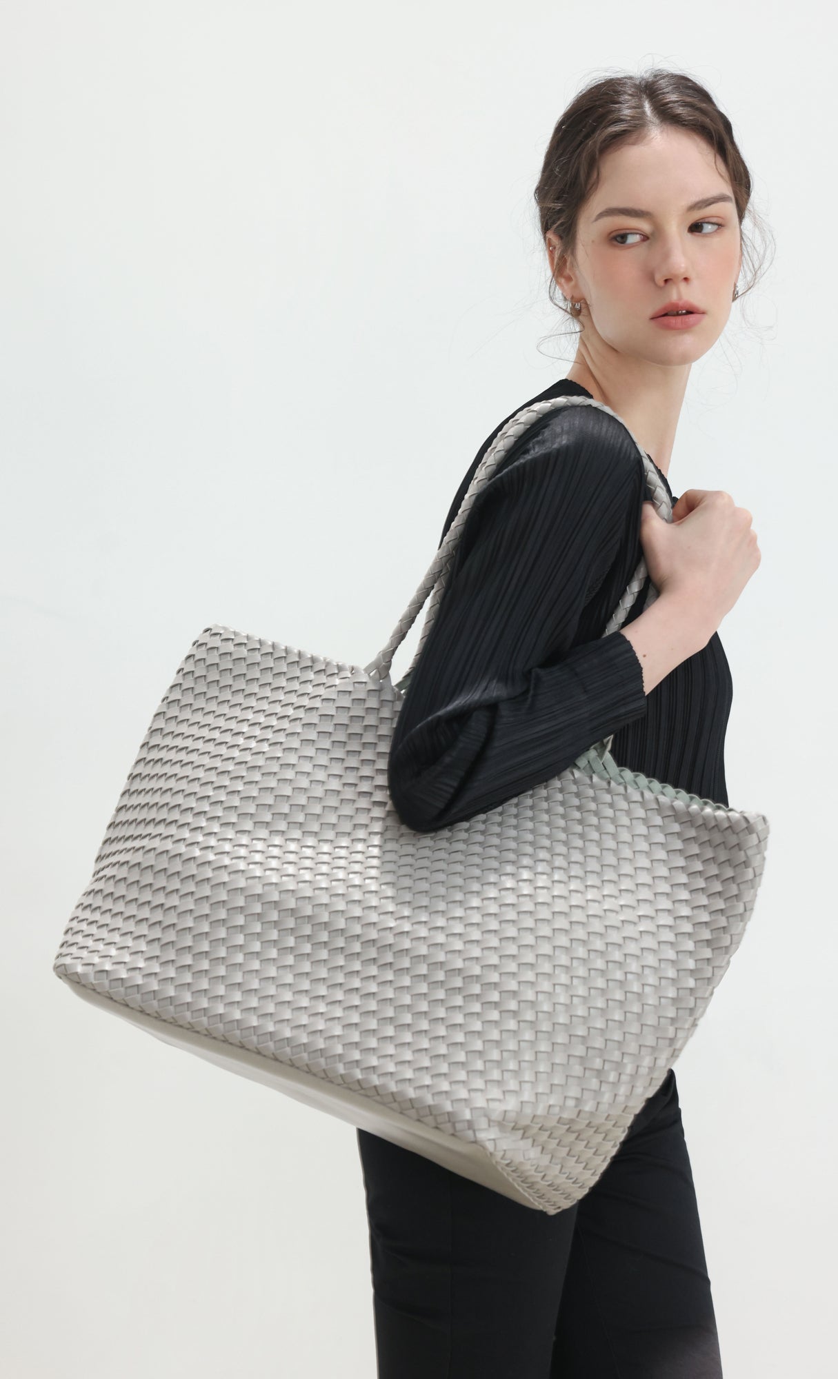 Ena weaving shopper bag_grey