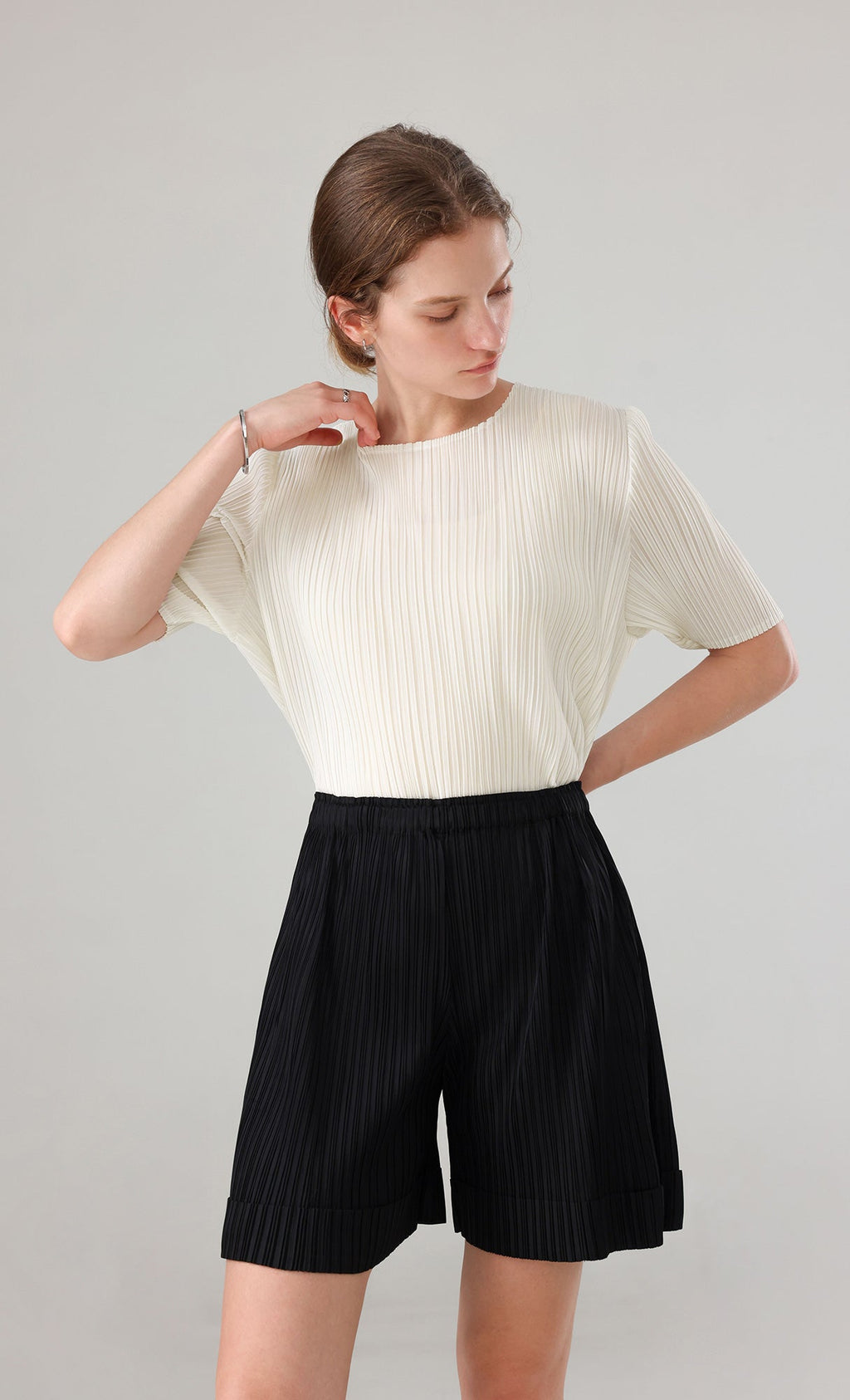 Parky Pleated Top_ivory
