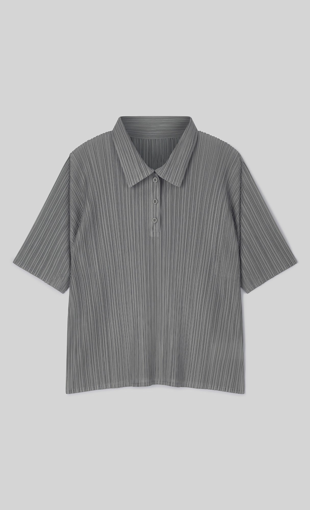 Essen Collard pleated Shirts_charcoal