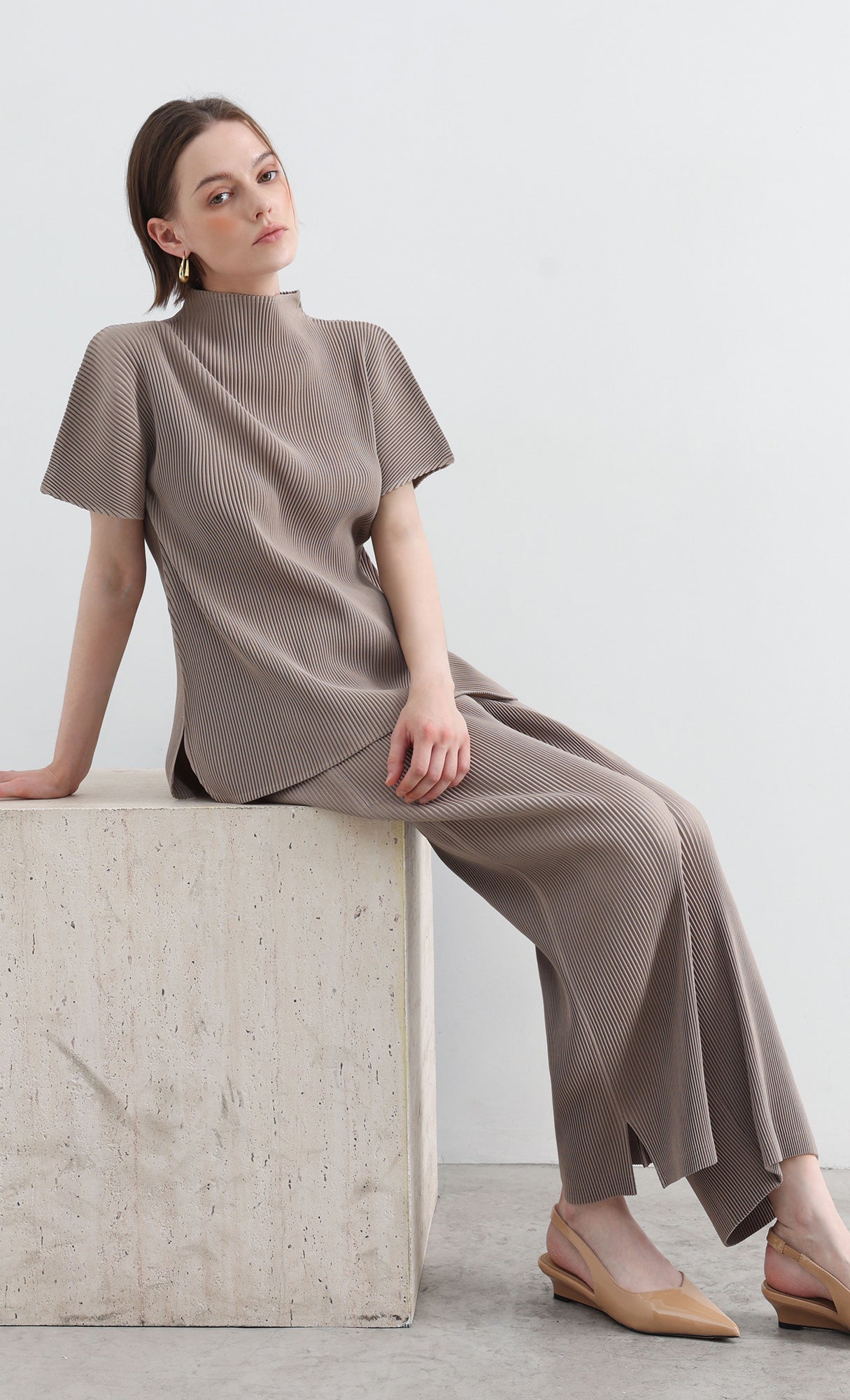 Essential Pleated Pants_Beige