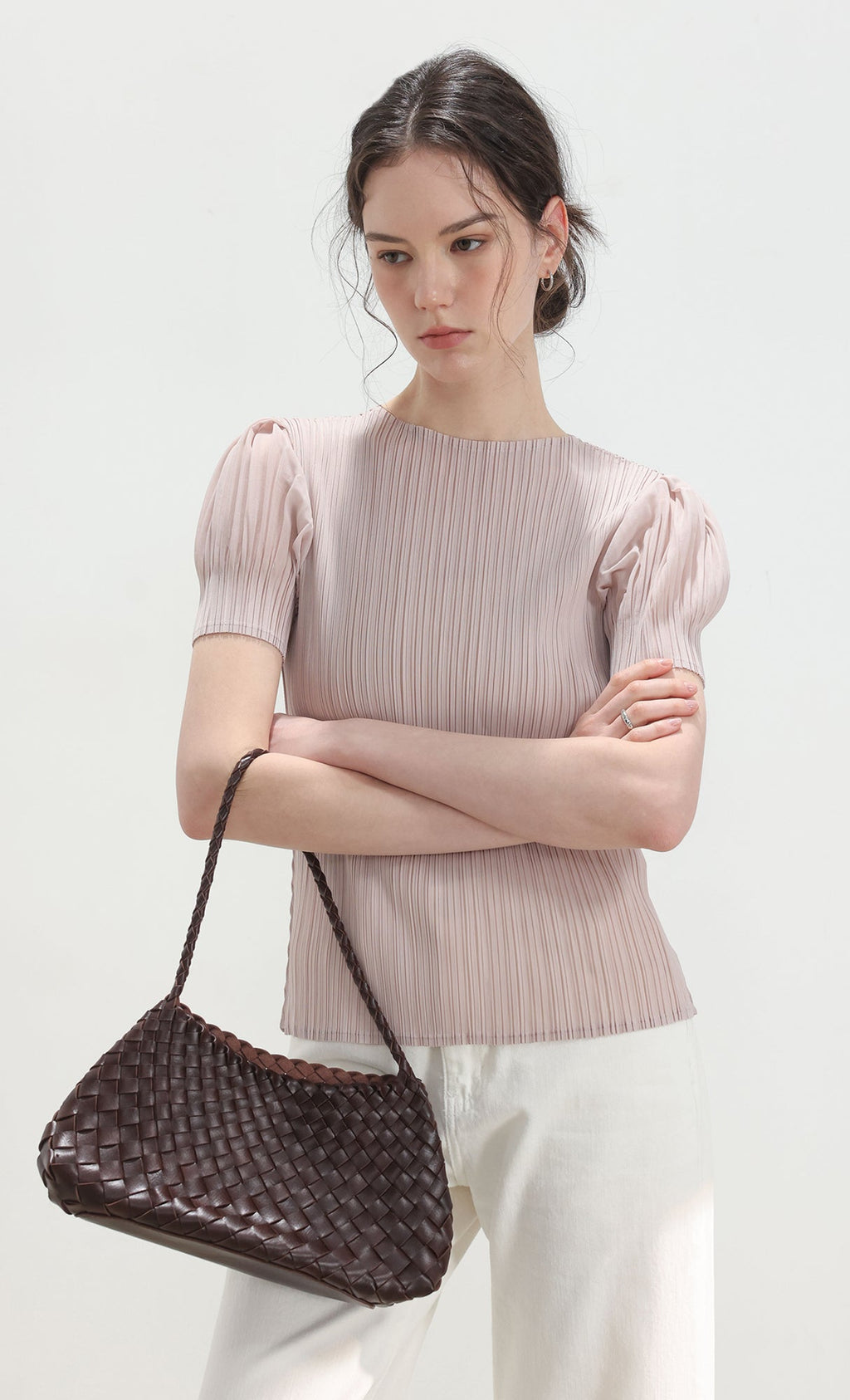 Nesia weaving shouler bag_brown