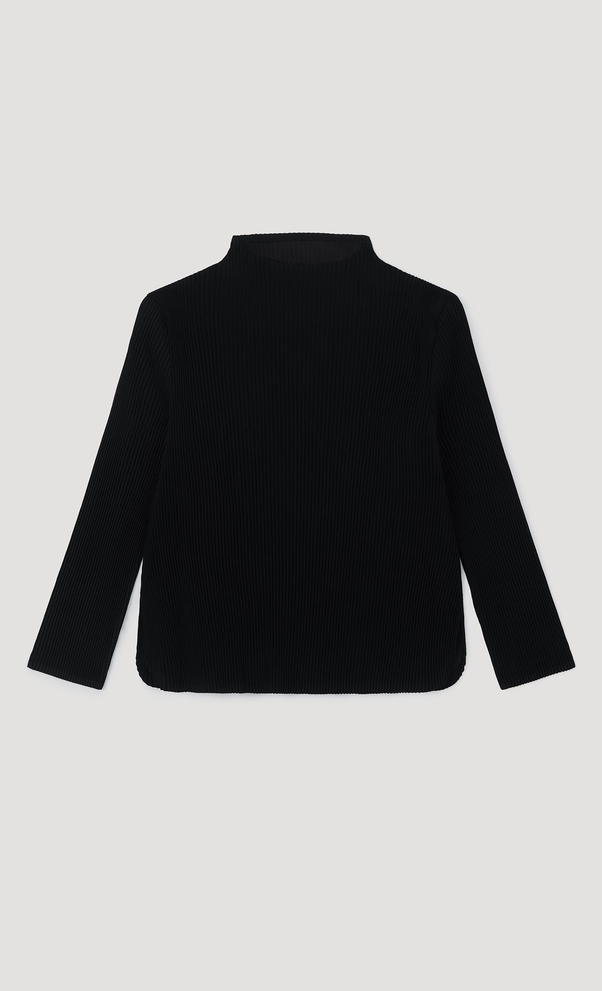 Essential Relaxed Pleated Half-Neck Top_Black