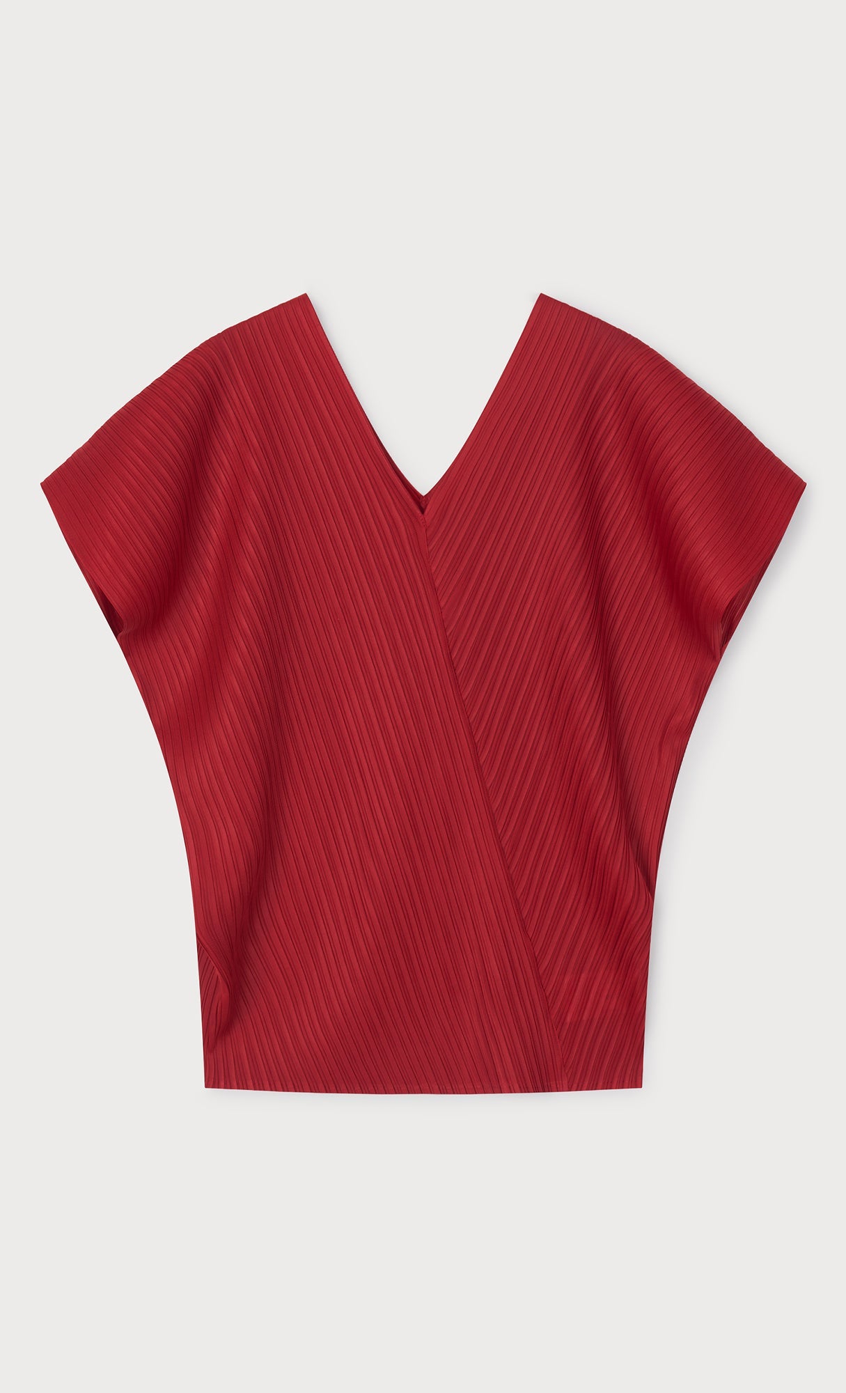 Joy pleated v-neck top_red