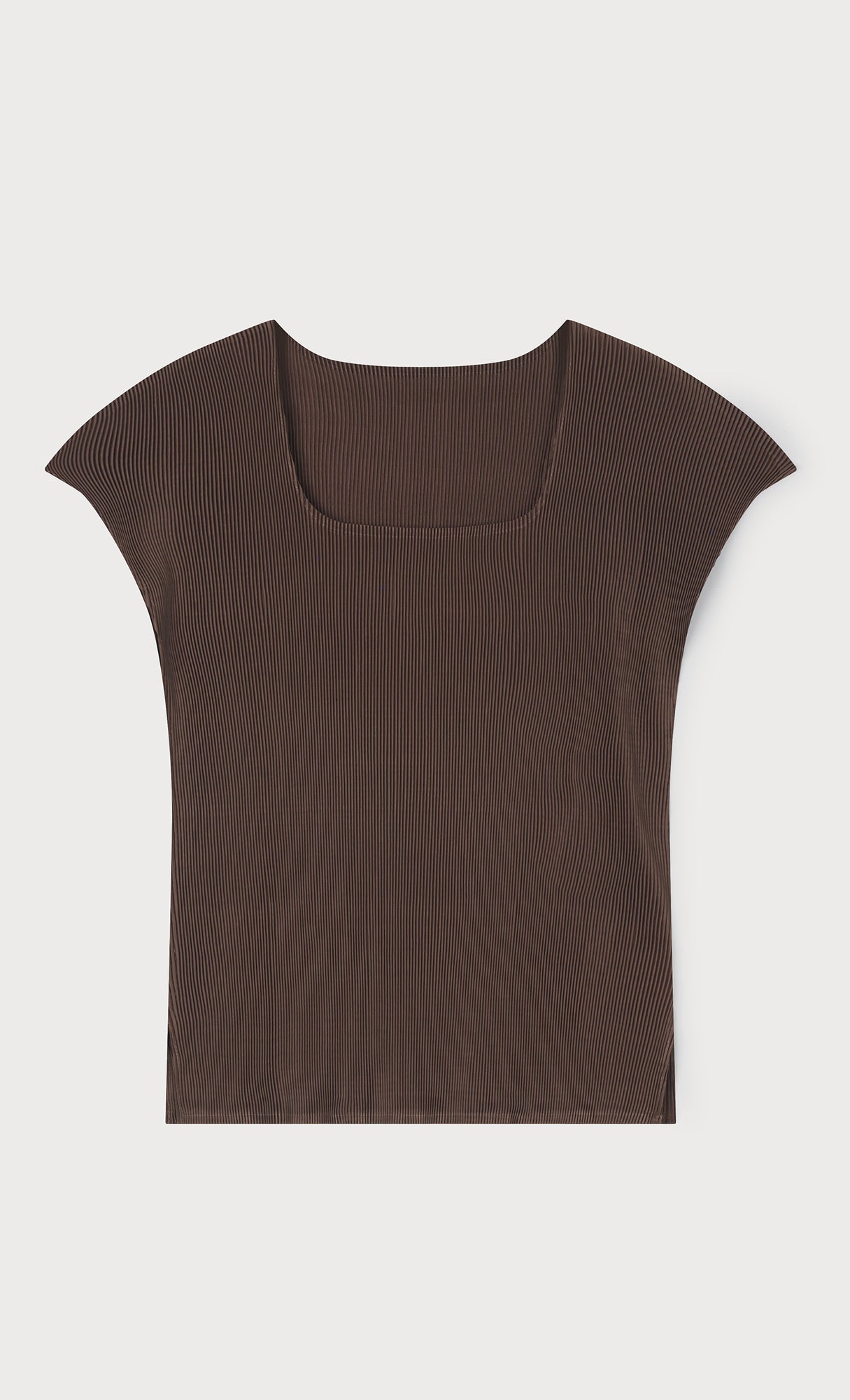 Nora pleated cap-sleeve top_brown