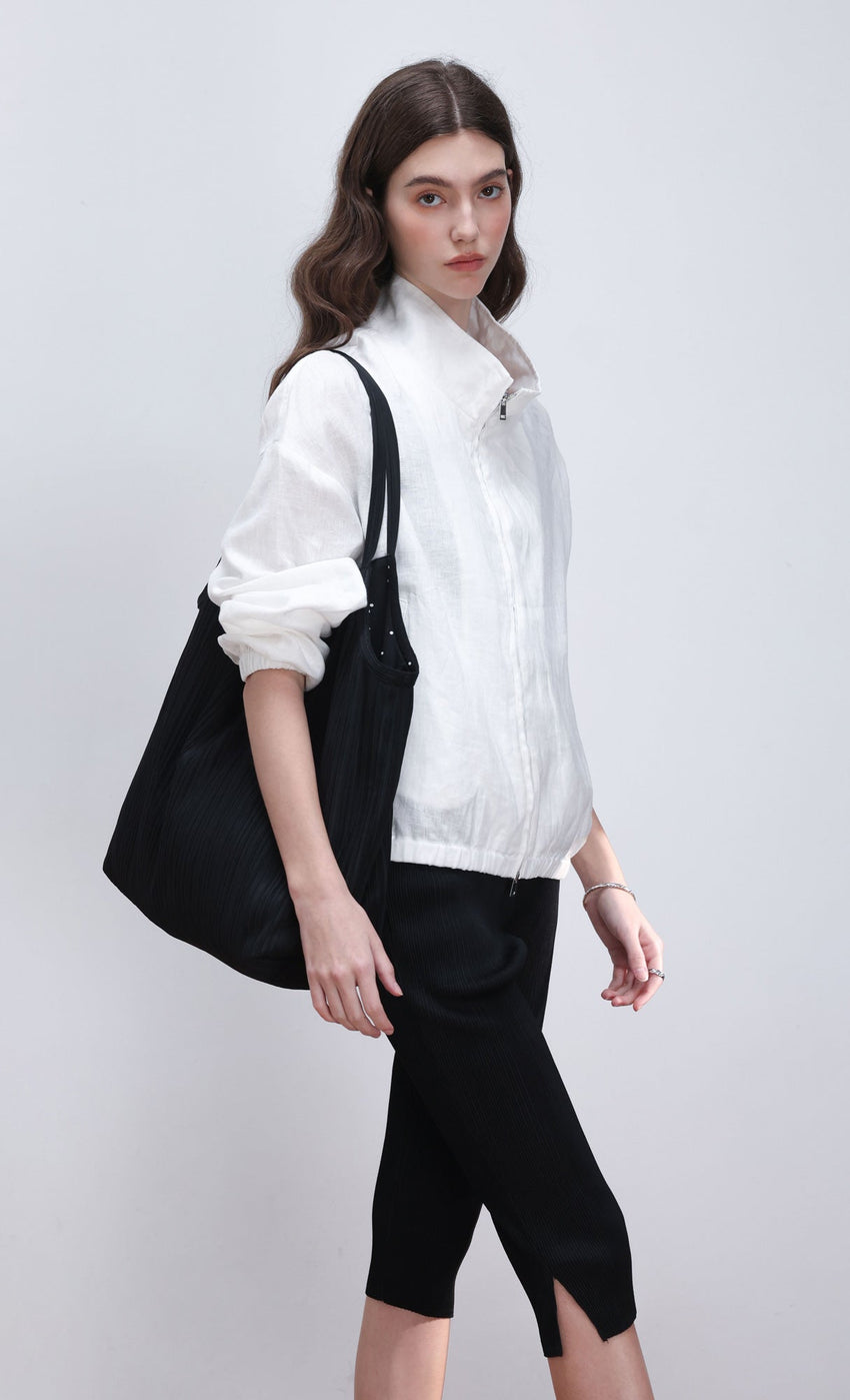 Pleated capri pants (black)