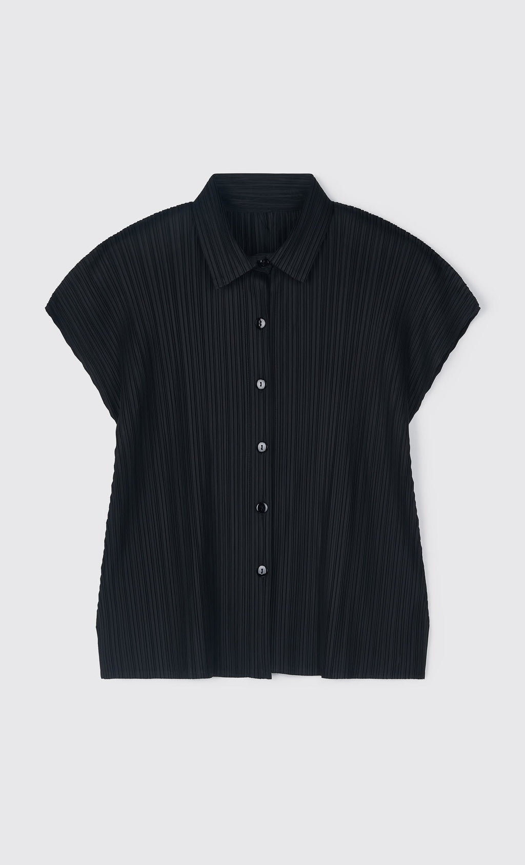 tinted collard pleated shirts_black