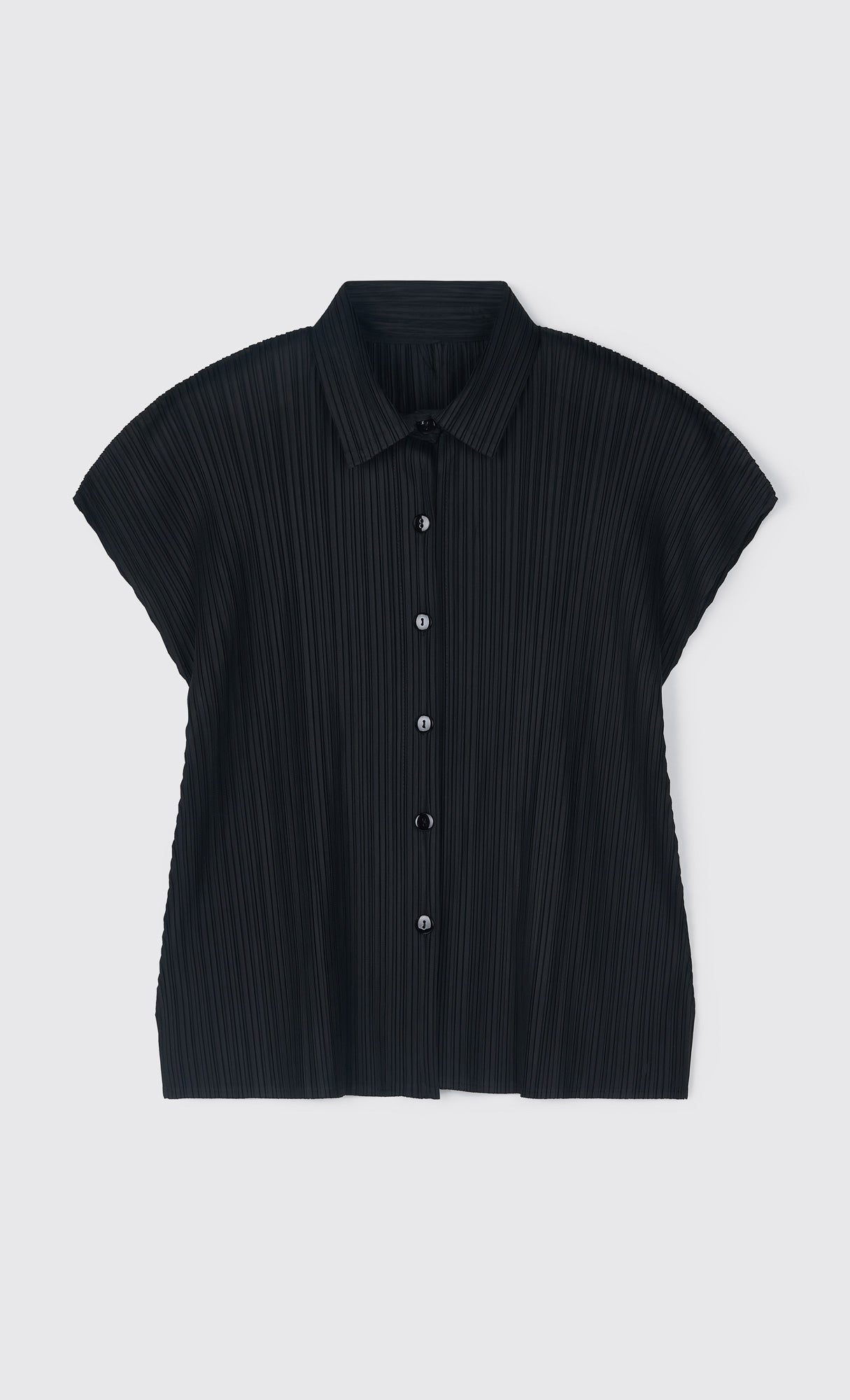 tinted collard pleated shirts_black