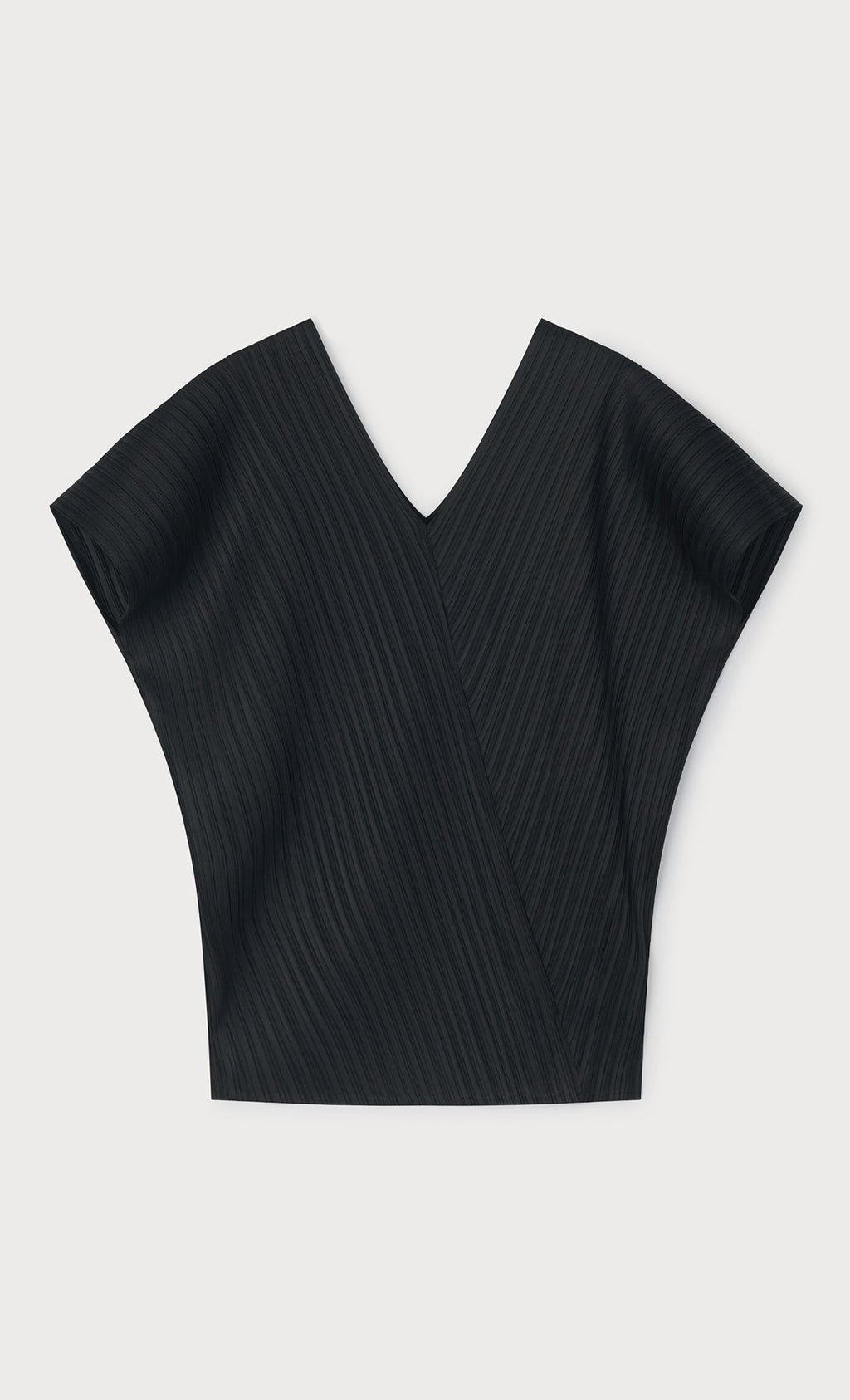 Joy pleated v-neck top_black