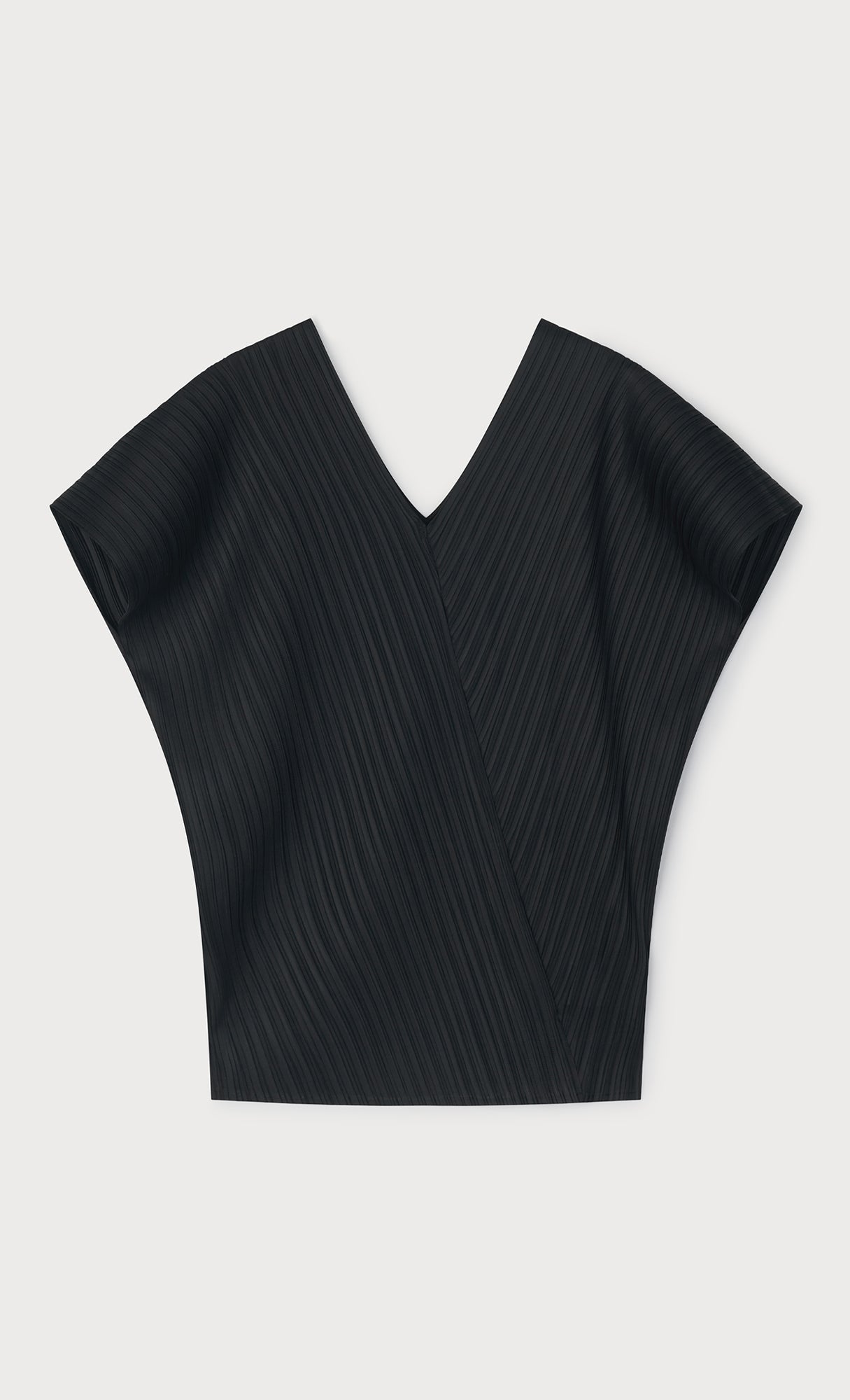 Joy pleated v-neck top_black