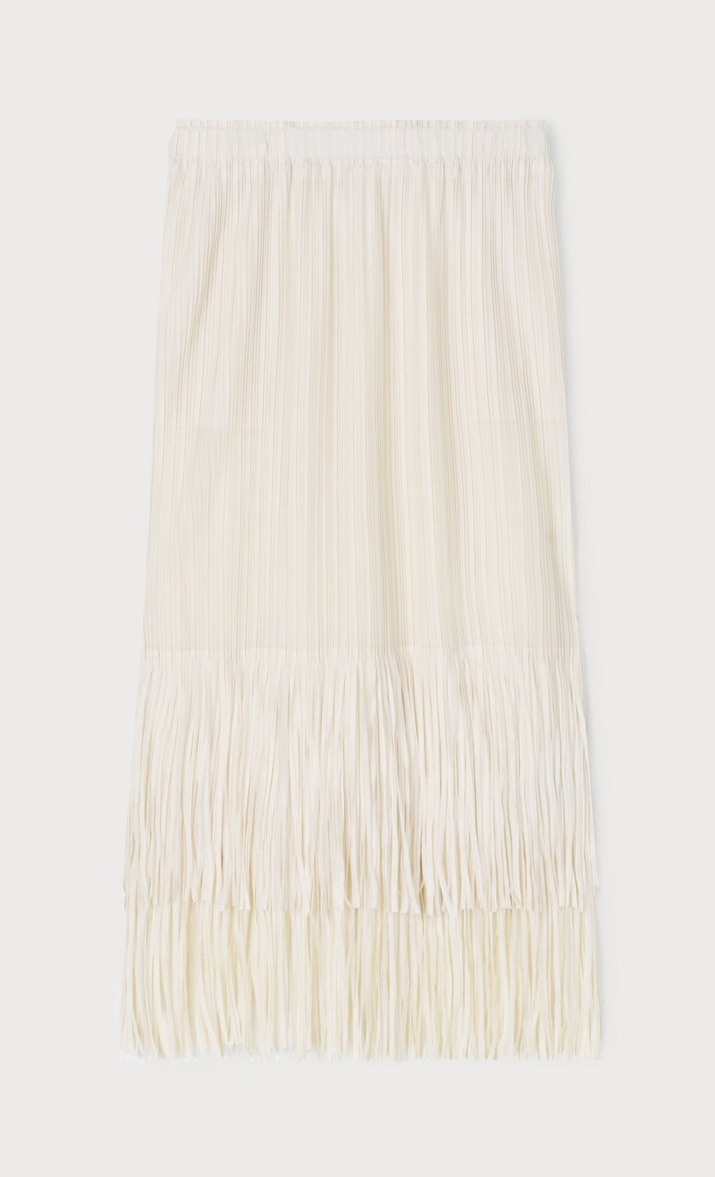 Fringe pleated skirt_ivory