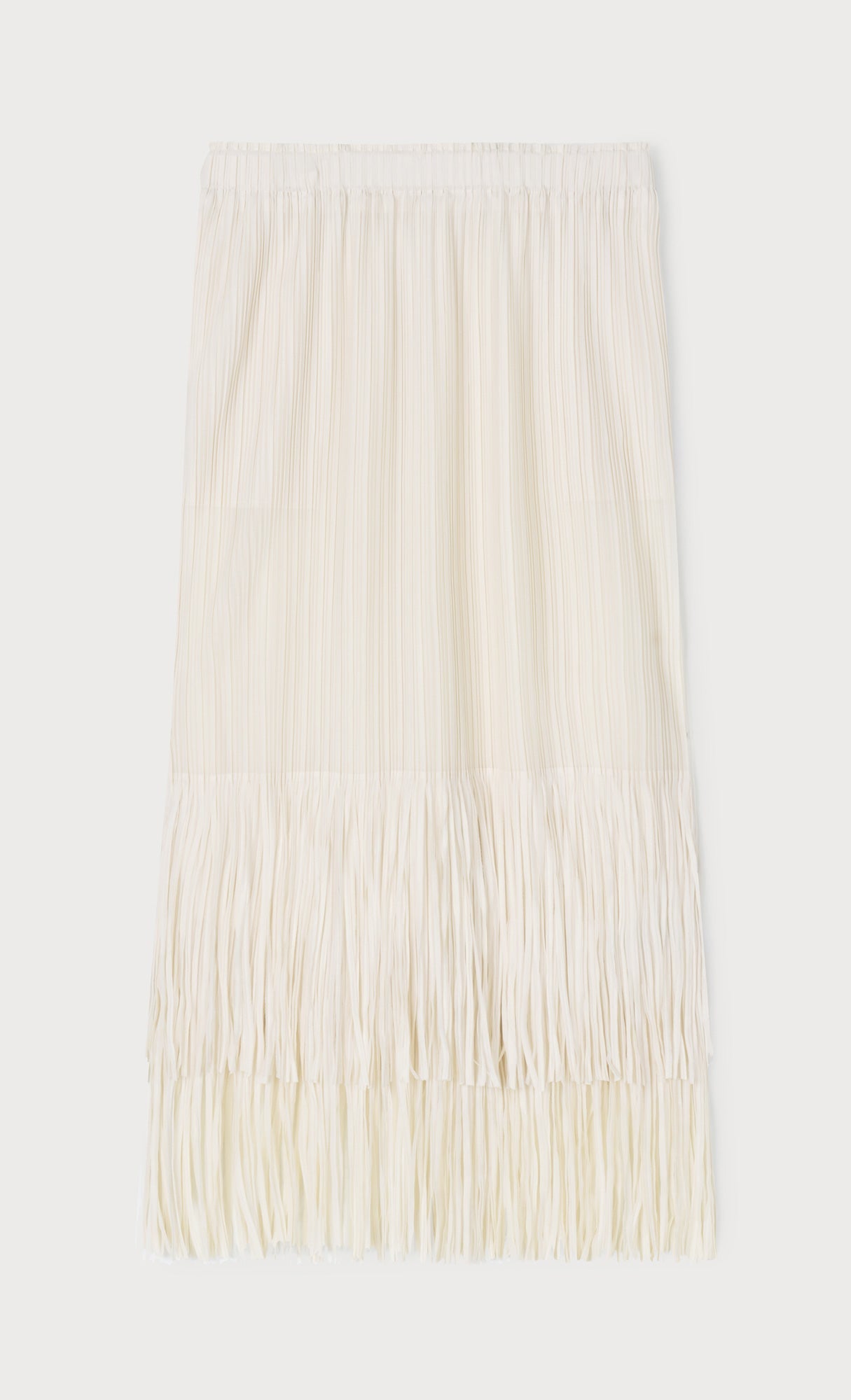 Fringe pleated skirt_ivory